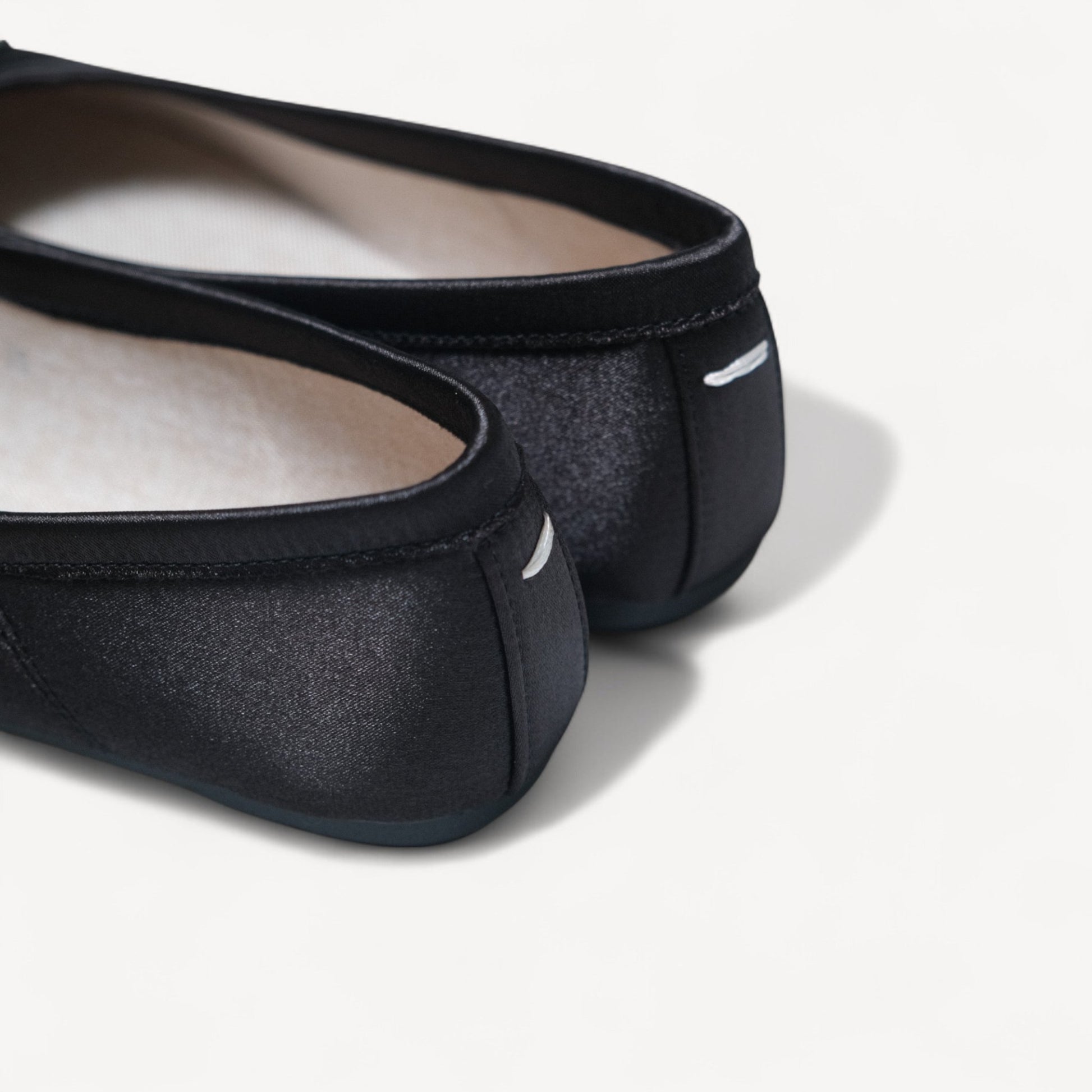 Black Satin Round Toe Split Tabi Flats - tutufox - tabis