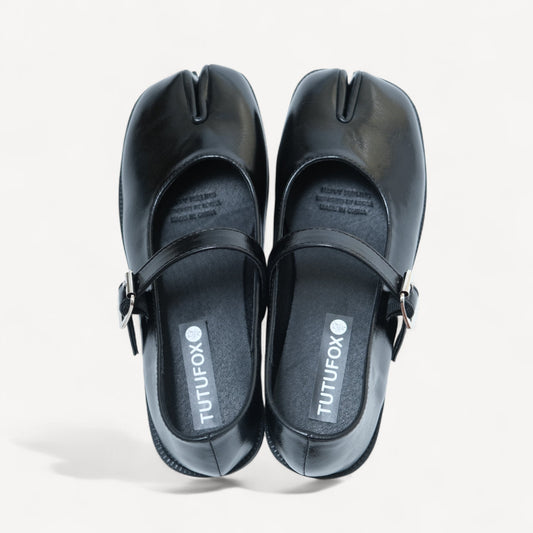 Black Sequin Split Toe Mary Jane Tabi - tutufox - tabis