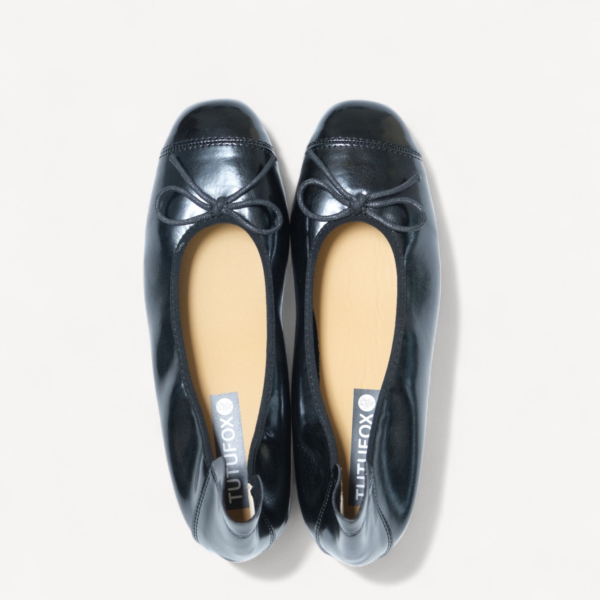 Black Soft Leather Ballet Bow Small Flats - tutufox - shoes