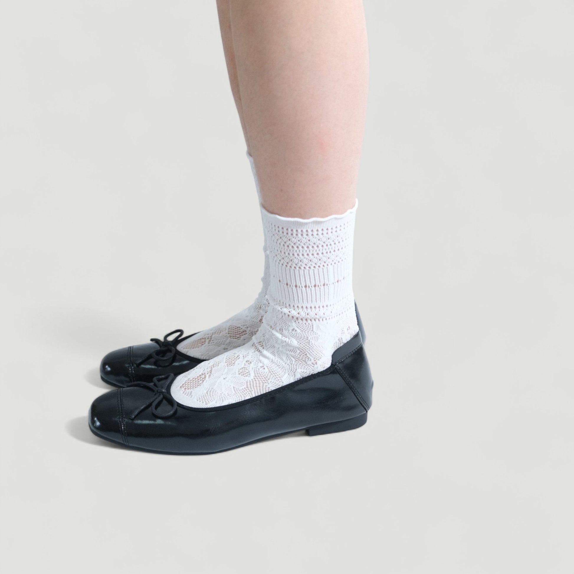 Black Soft Leather Ballet Bow Small Flats - tutufox - shoes