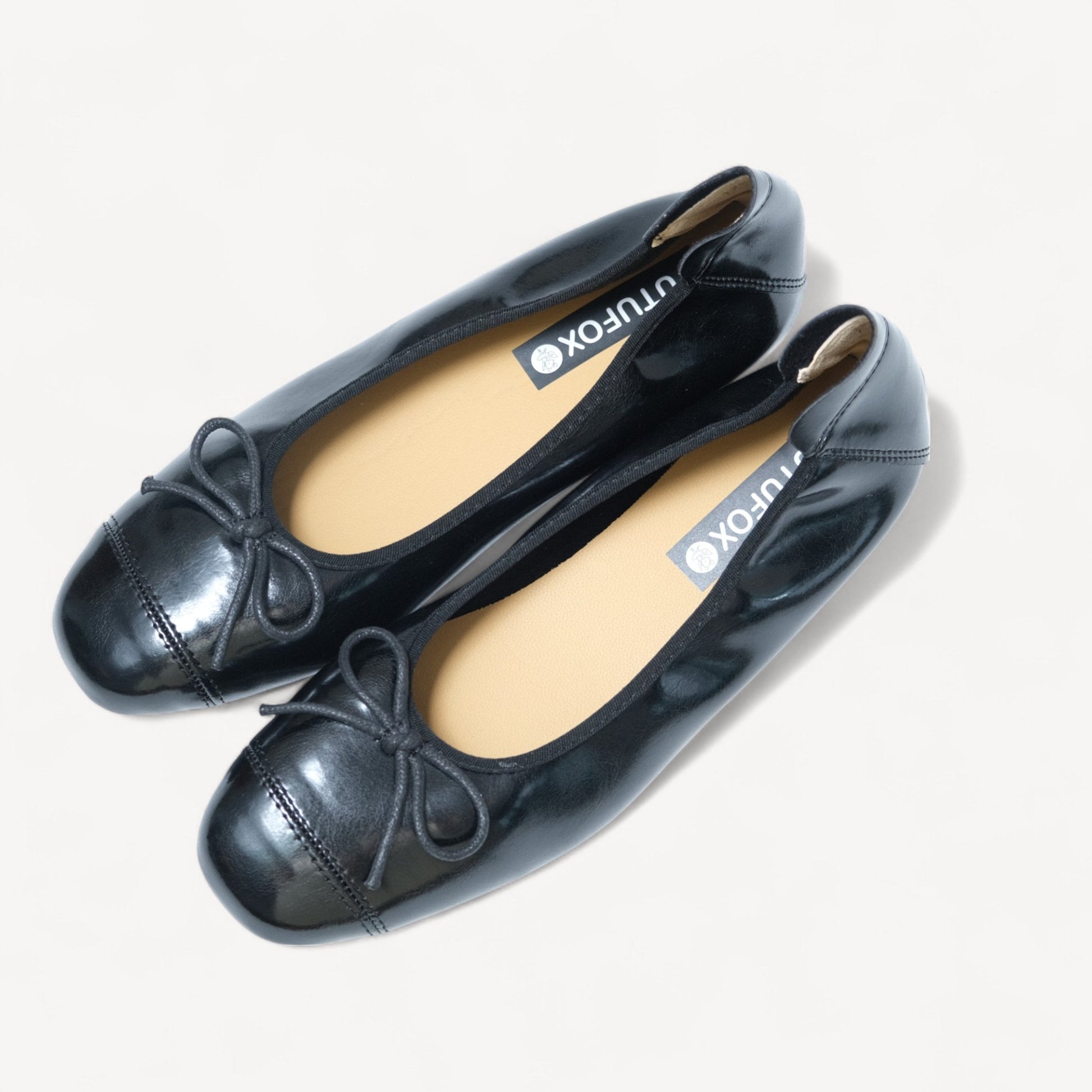 Black Soft Leather Ballet Bow Small Flats - tutufox - shoes