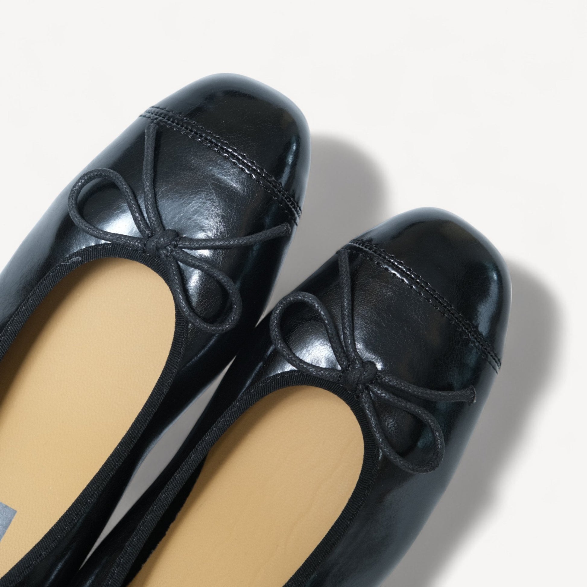 Black Soft Leather Ballet Bow Small Flats - tutufox - shoes