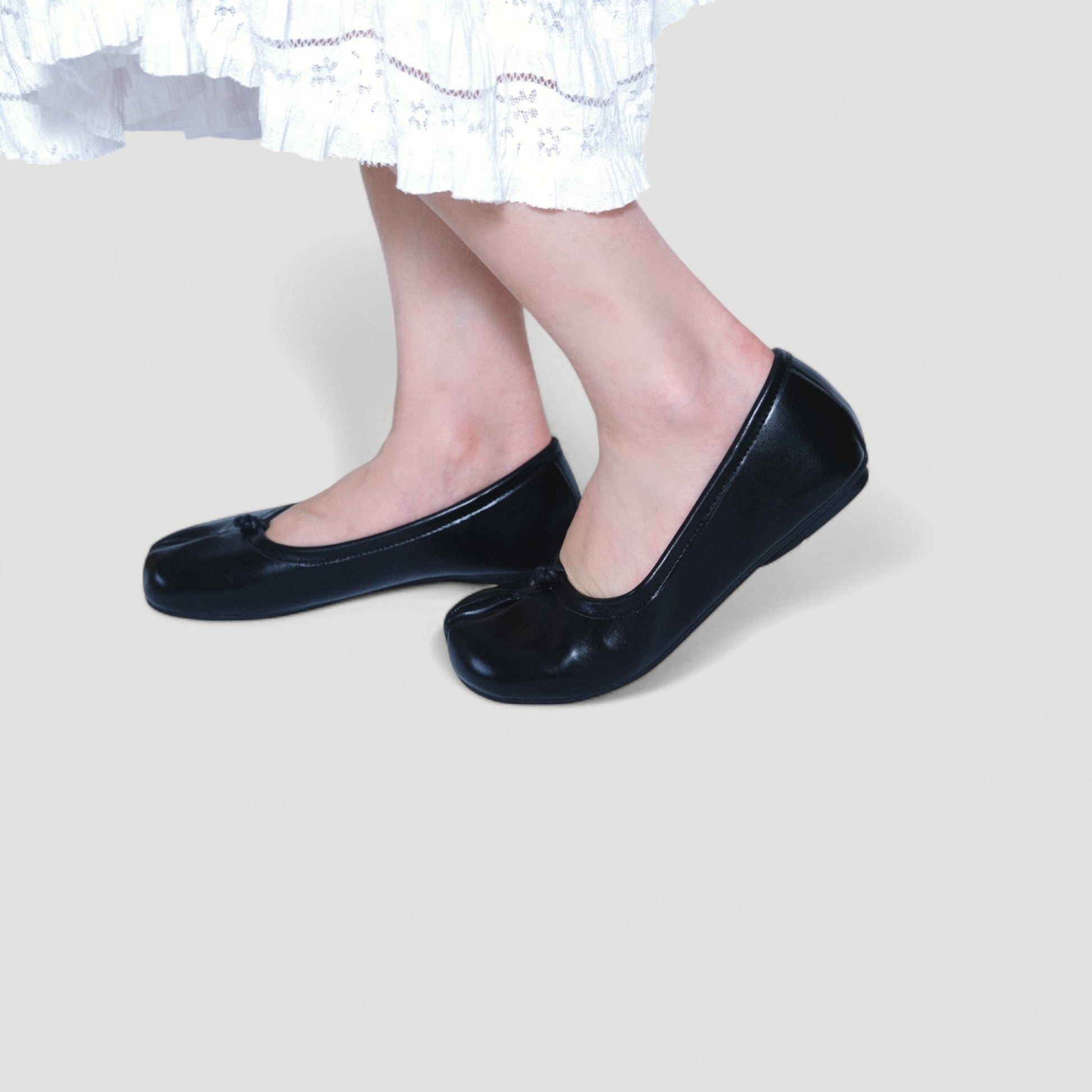 black split toe leather flats tabi model walking
