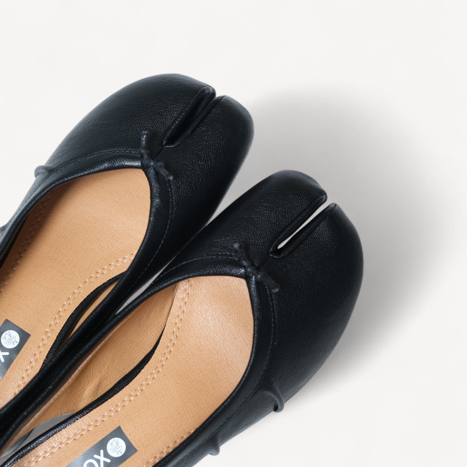 Black Split Toe Leather Slingback Tabi - tutufox - tabis