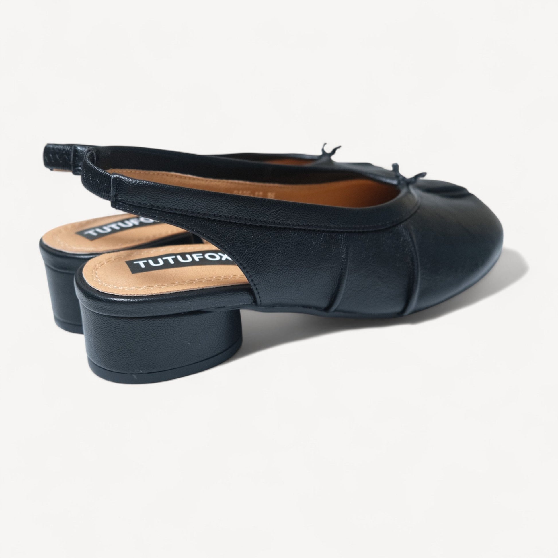Black Split Toe Leather Slingback Tabi - tutufox - tabis