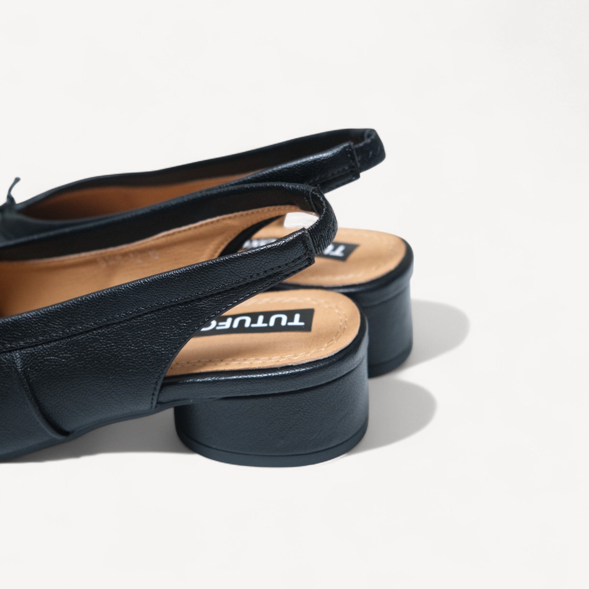 Black Split Toe Leather Slingback Tabi - tutufox - tabis