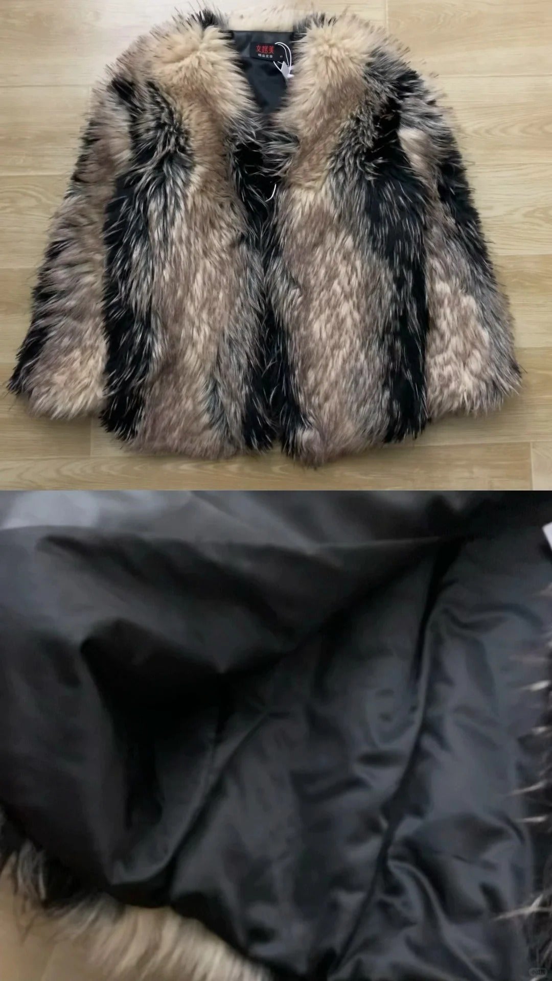 Black Studded Jumpsuit and Brown Fur Coat Y2K Outfit - tutufox -