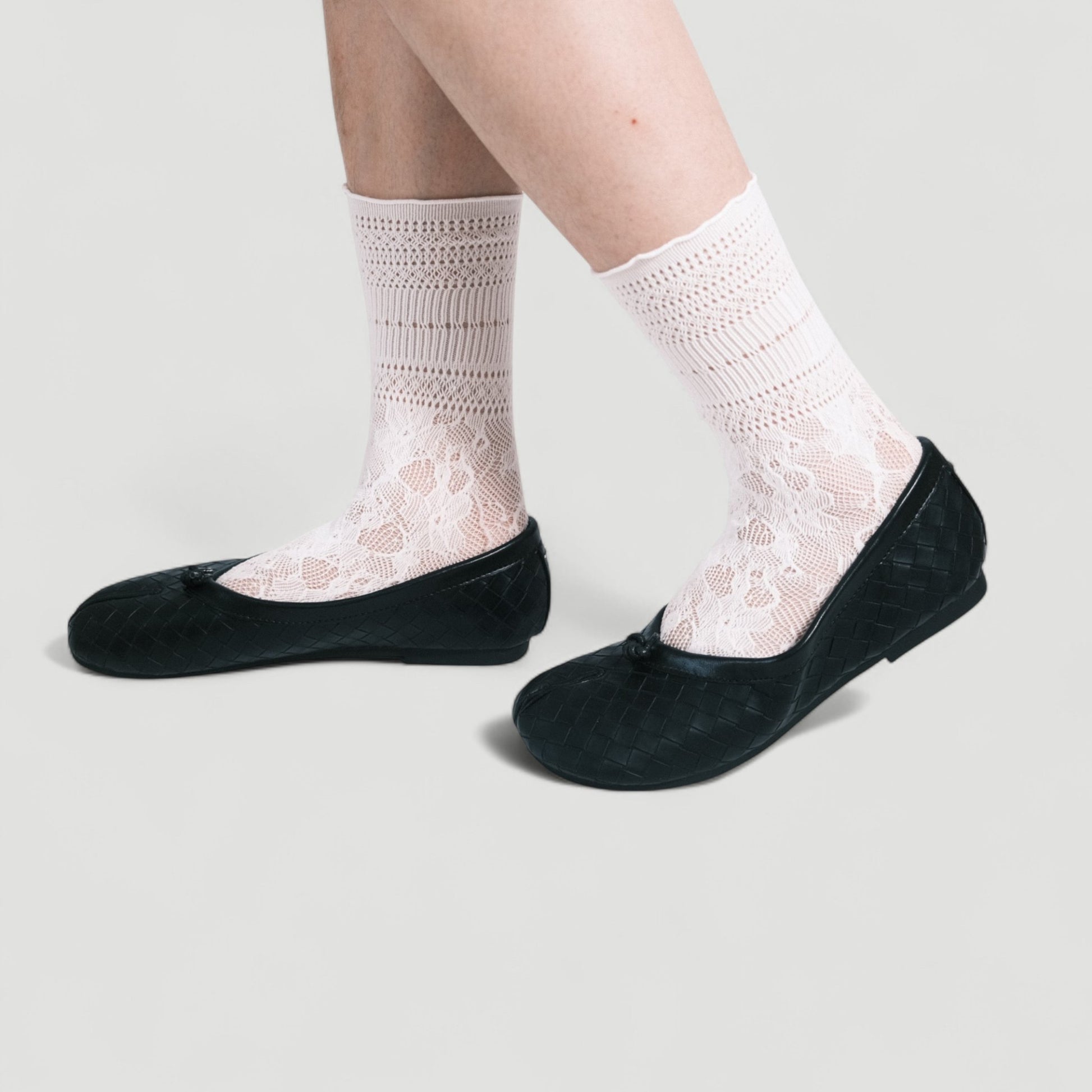 Black Woven Leather Split Toe Tabi - tutufox - tabis