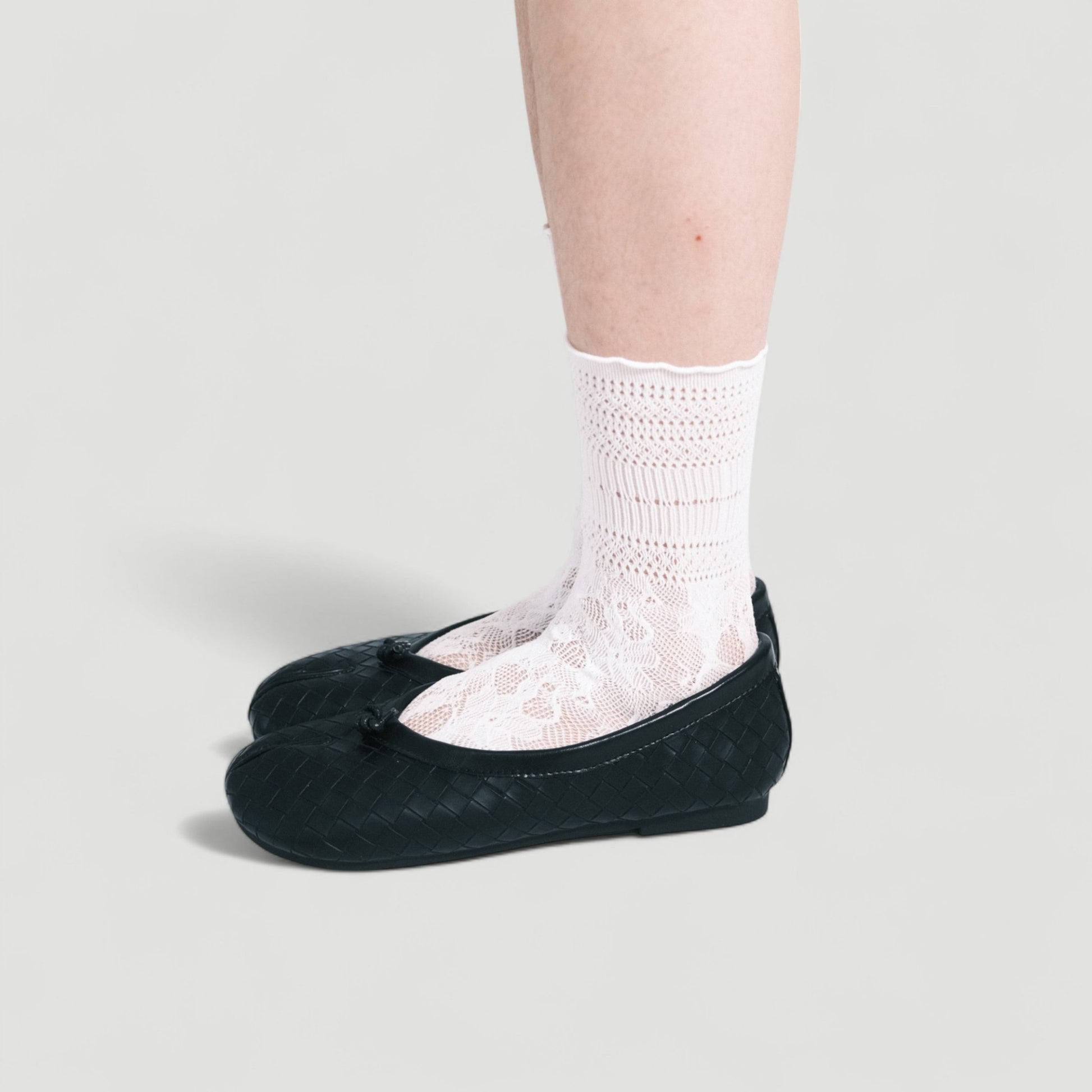 Black Woven Leather Split Toe Tabi - tutufox - tabis