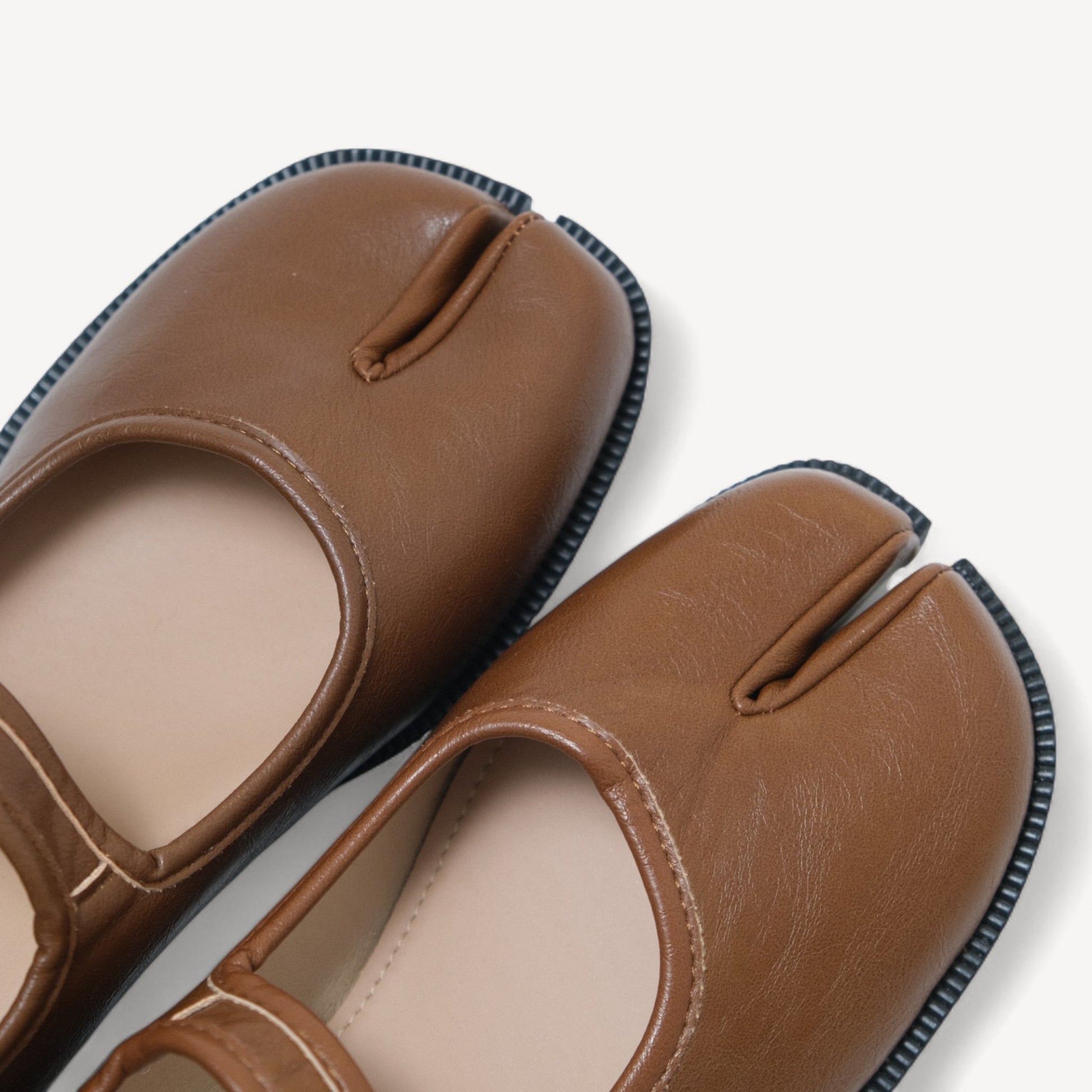 Brown Mary Jane Split Toe Flats Tabi - tutufox - tabis