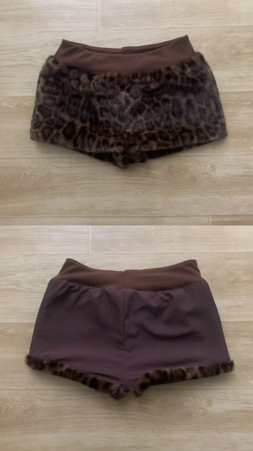 Brown Off - Shoulder Top and Leopard Shorts Y2K Outfit - tutufox -