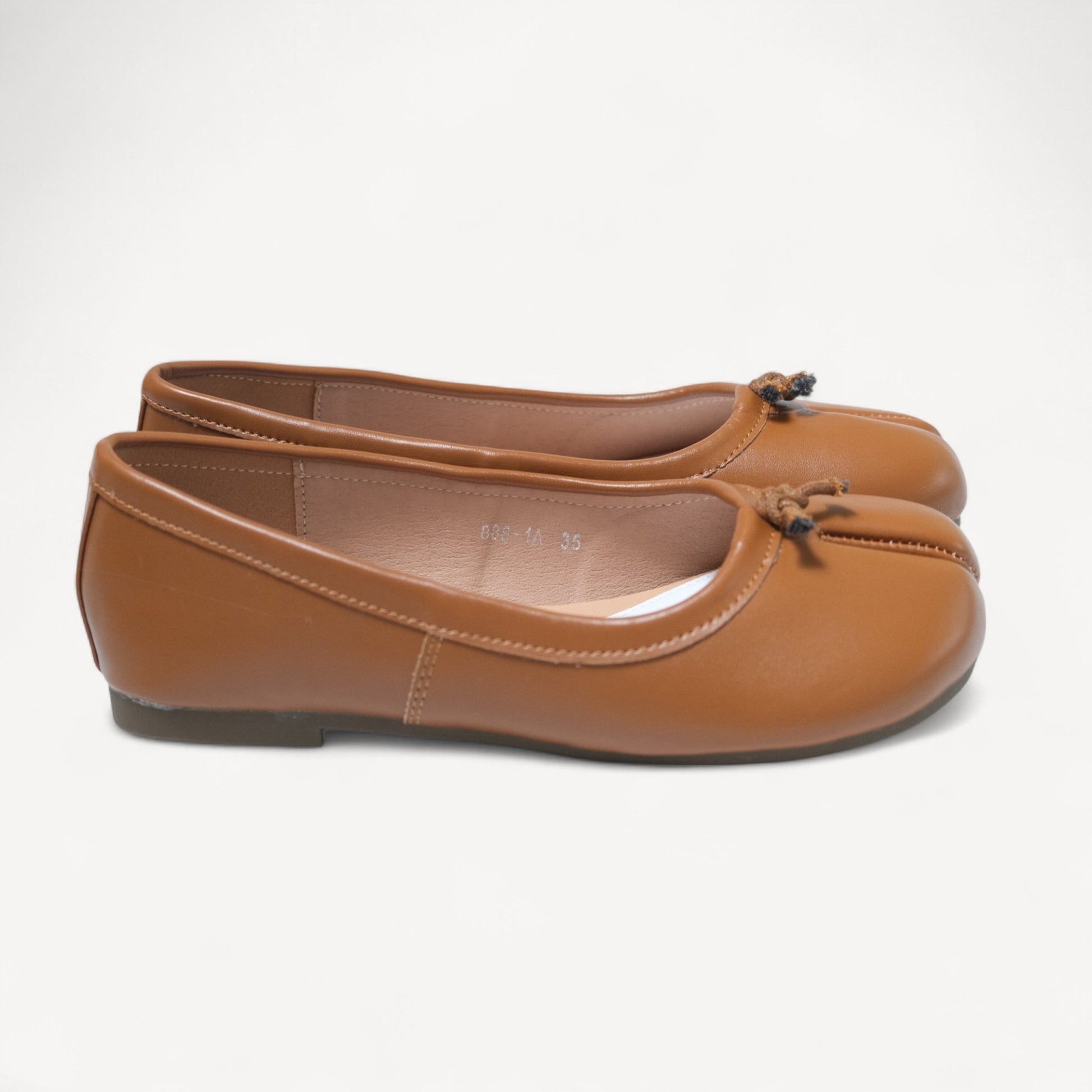 Brown Soft Leather Split Toe Low Flats Tabi - tutufox - tabis
