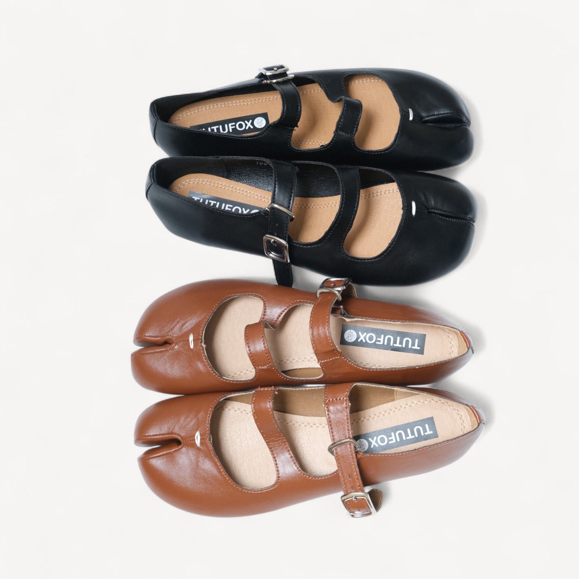 Brown Split Toe Mary Jane Tabi - tutufox - tabis