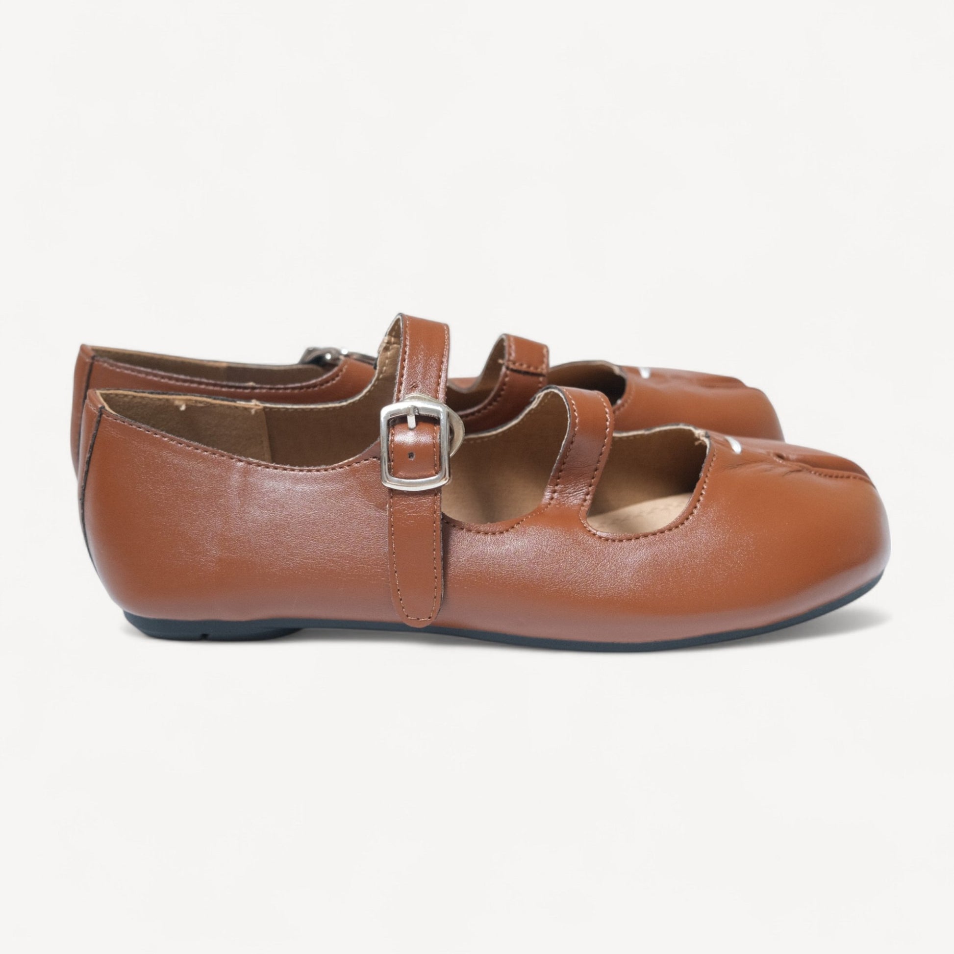 Brown Split Toe Mary Jane Tabi - tutufox - tabis