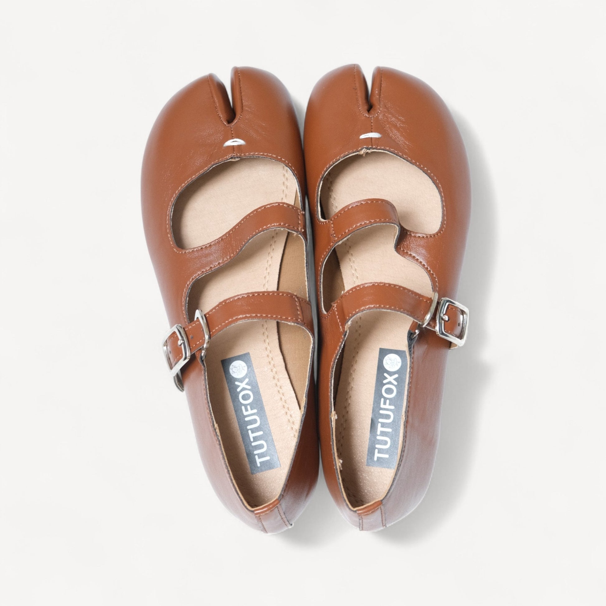 Brown Split Toe Mary Jane Tabi - tutufox - tabis