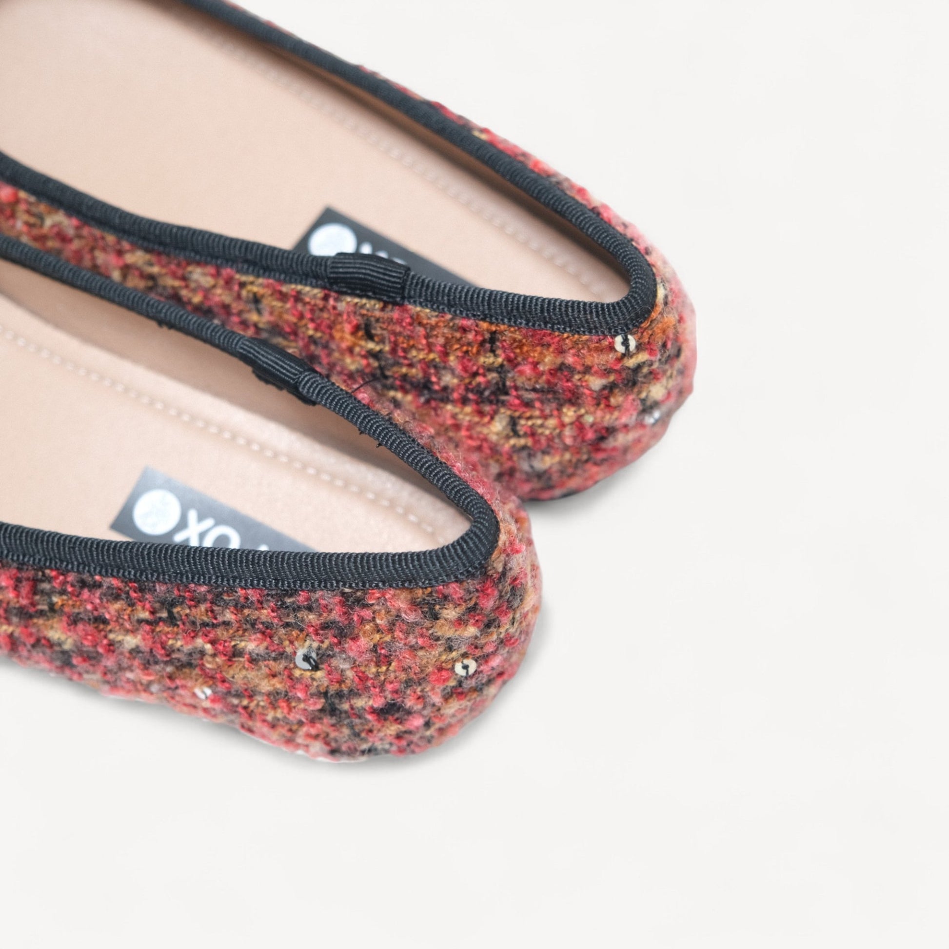 Brown Tweed Knit Ballet Bow Almond Flats - tutufox - shoes