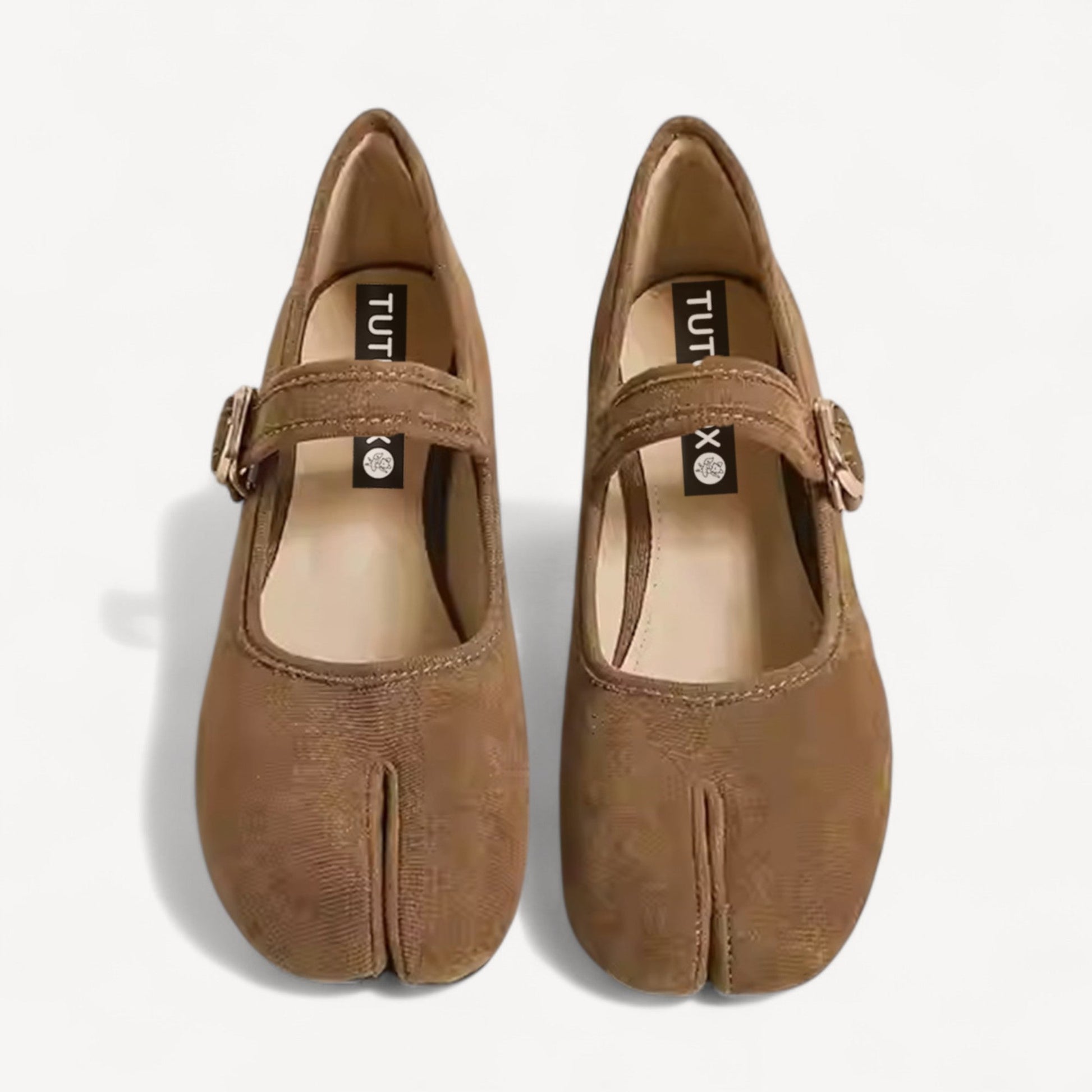 Brown Velvet Mary Jane Block Heel Split Toe Tabi - tutufox - tabis