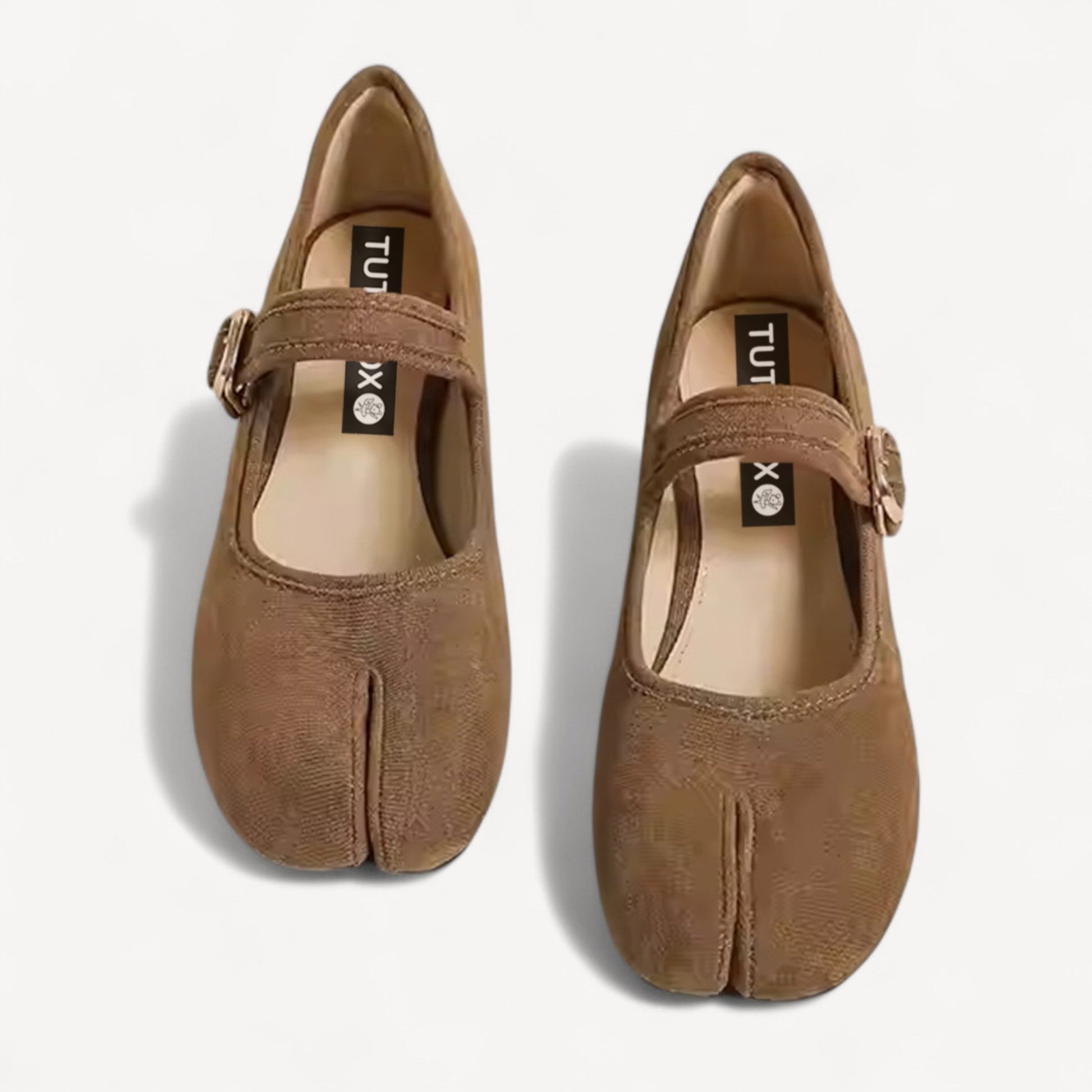 Brown Velvet Mary Jane Block Heel Split Toe Tabi - tutufox - tabis