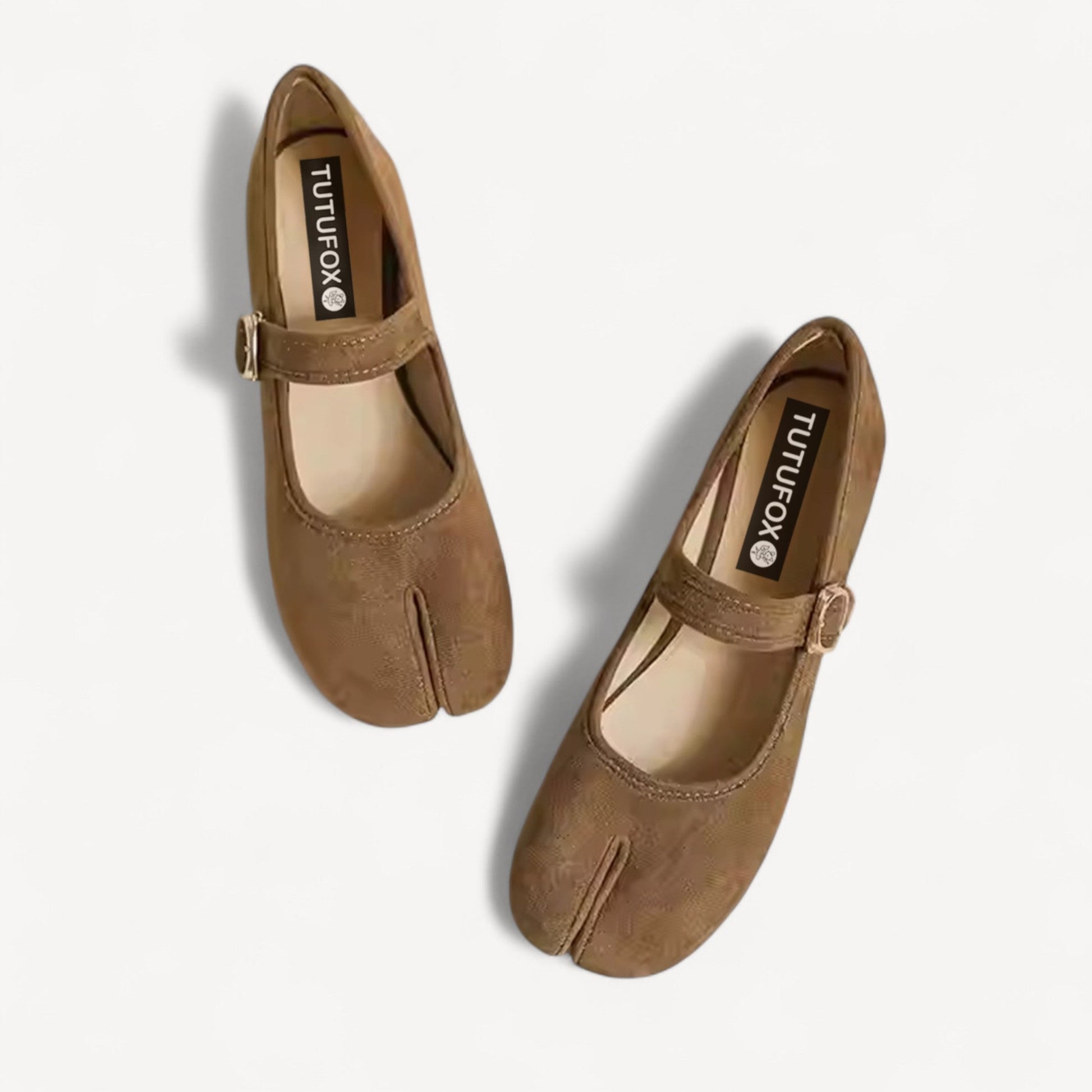 Brown Velvet Mary Jane Block Heel Split Toe Tabi - tutufox - tabis
