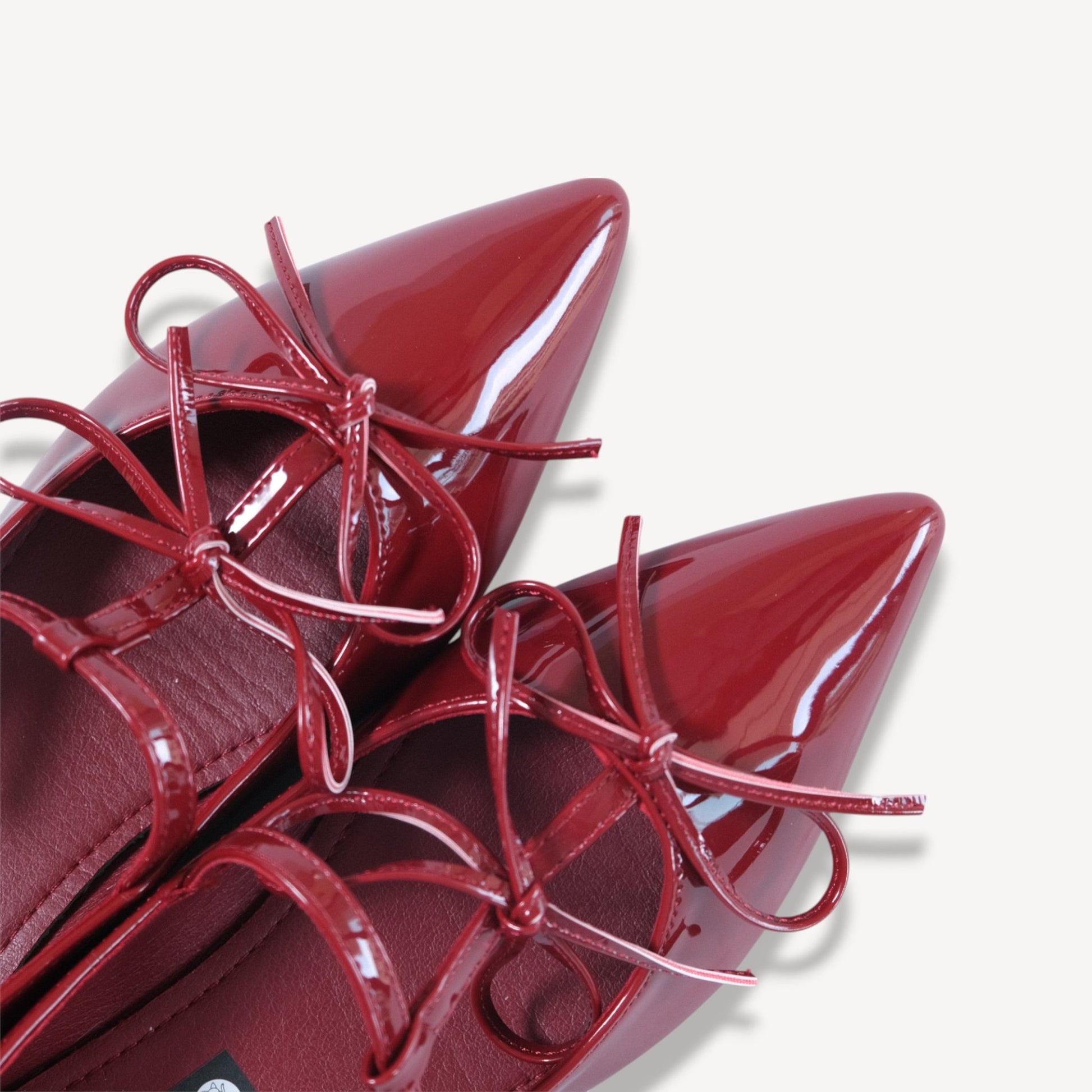 Burgundy Patent T - Strap Ballet Flats - tutufox - shoes