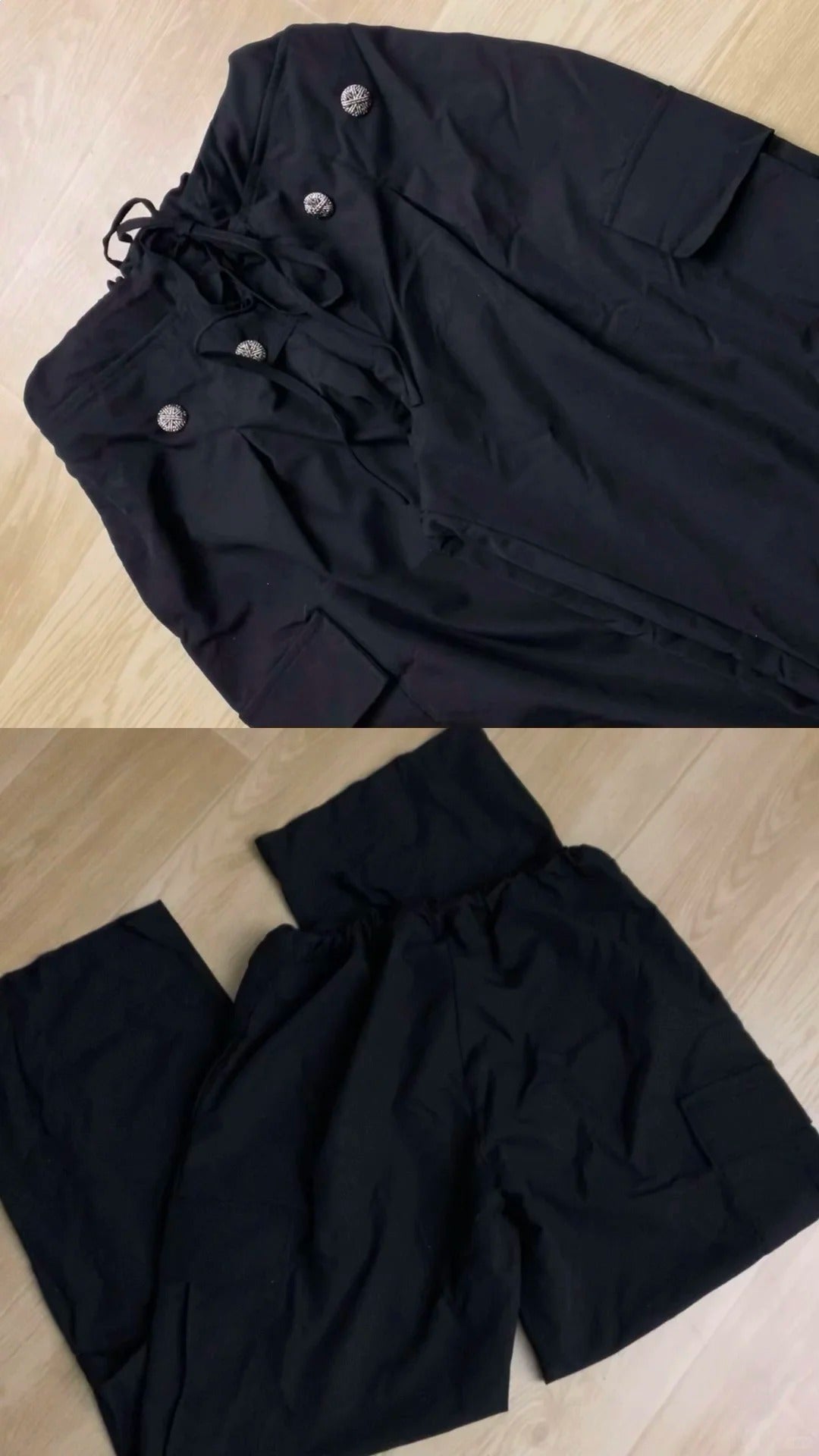 Camo Hoodie Zip Top and Black Cargo Pants Y2K Outfit - tutufox -