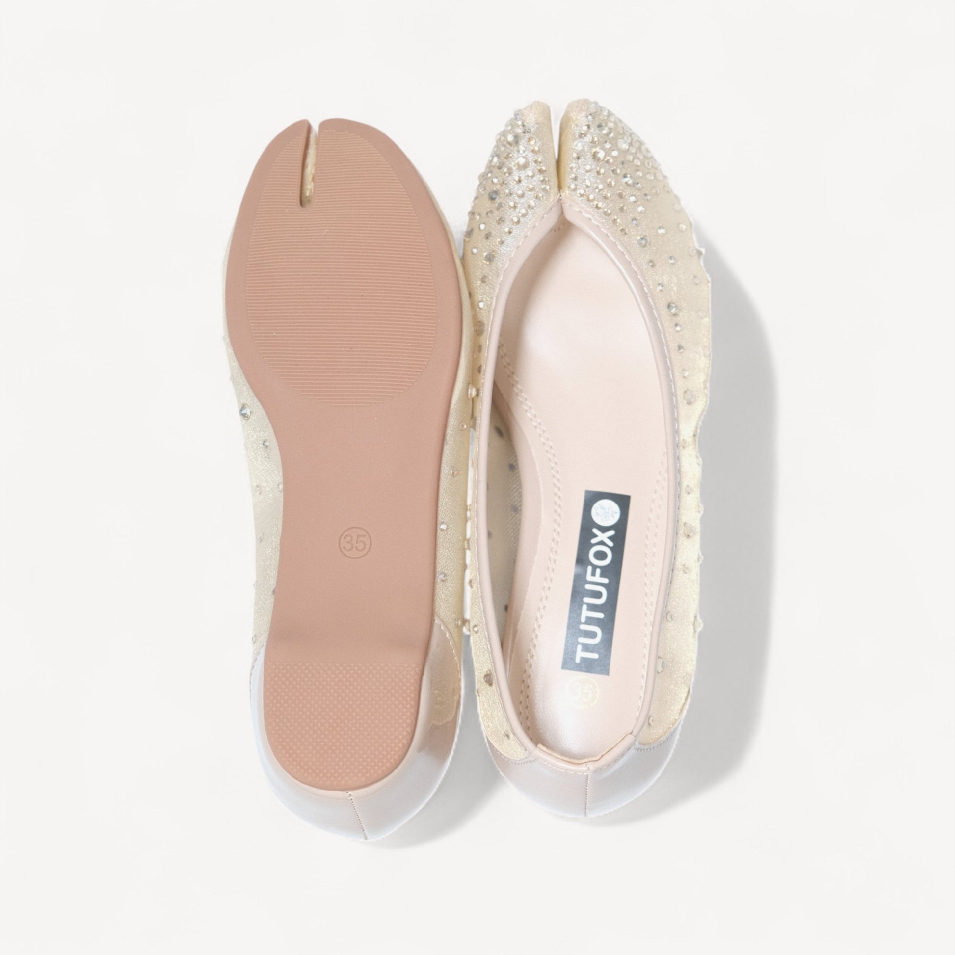 Champagne Soft Leather Pointed Split Toe Tabi - tutufox - tabis