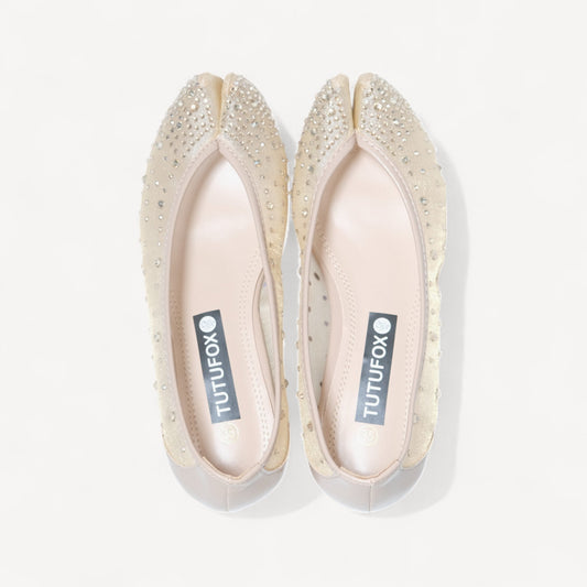 Champagne Soft Leather Pointed Split Toe Tabi - tutufox - tabis