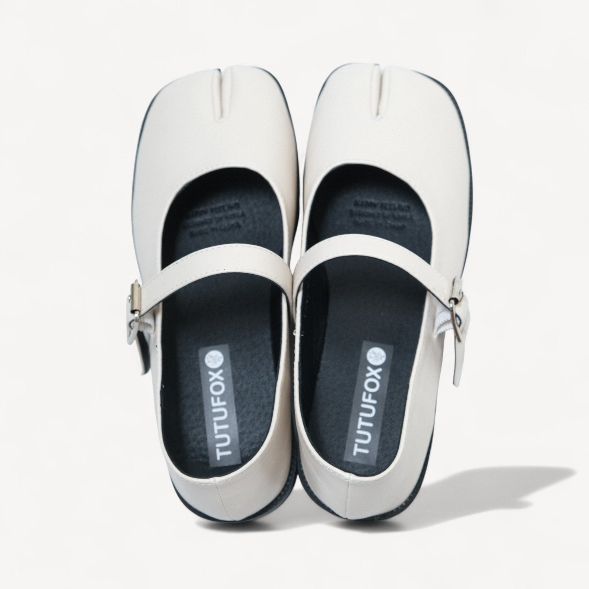 Cream Sequin Split Toe Mary Jane Tabi - tutufox - tabis