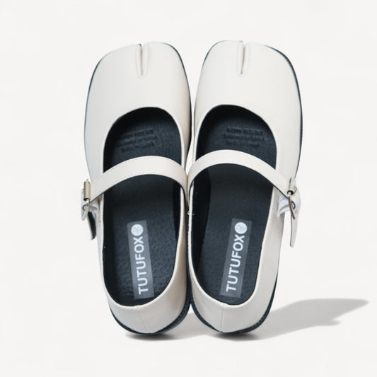 Cream Sequin Split Toe Mary Jane Tabi - tutufox - tabis