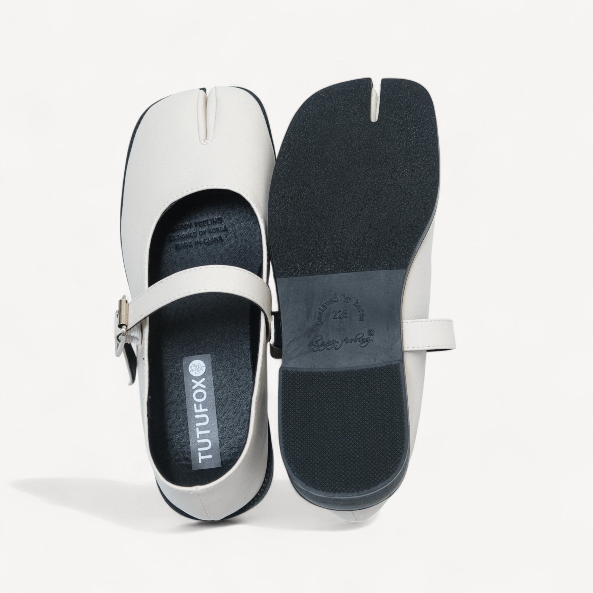 Cream Sequin Split Toe Mary Jane Tabi - tutufox - tabis