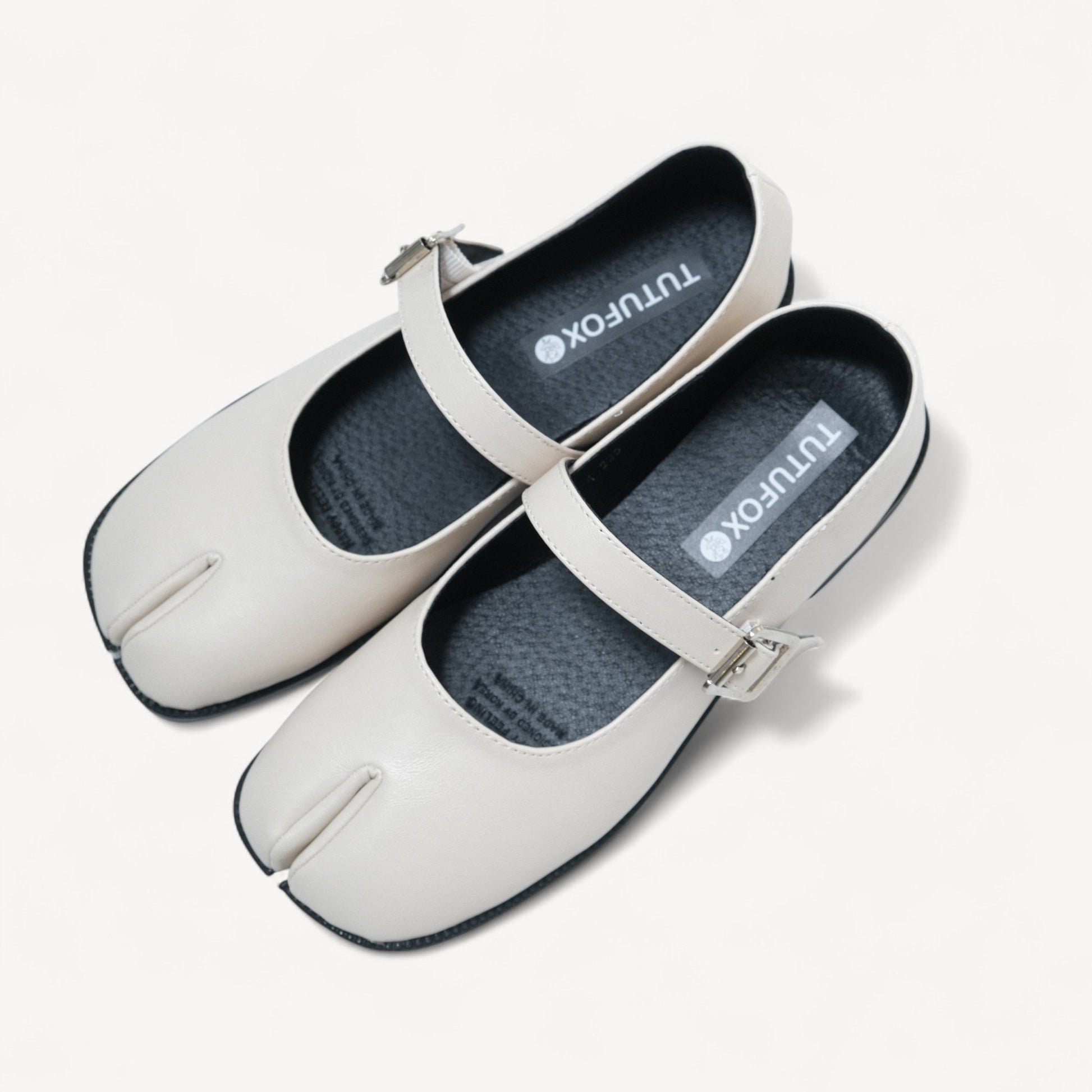 Cream Sequin Split Toe Mary Jane Tabi - tutufox - tabis