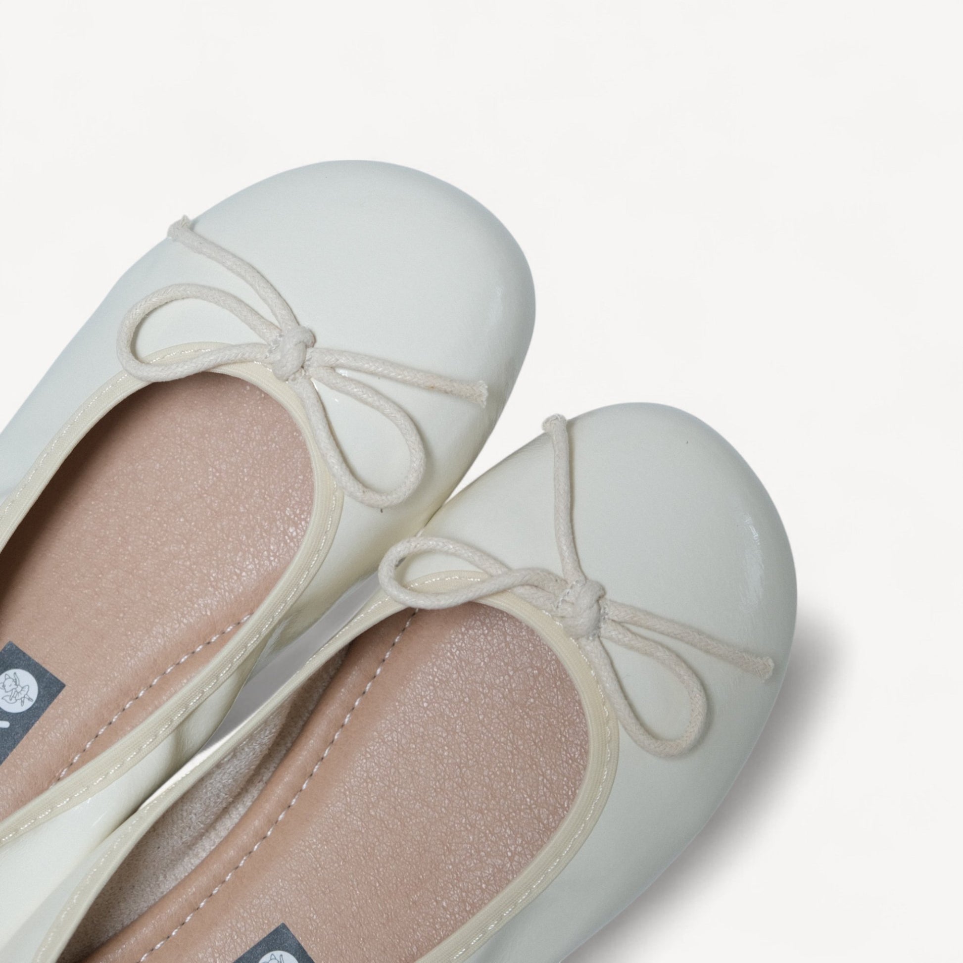 Cream Soft Leather Round Toe Bow Flats - tutufox - shoes