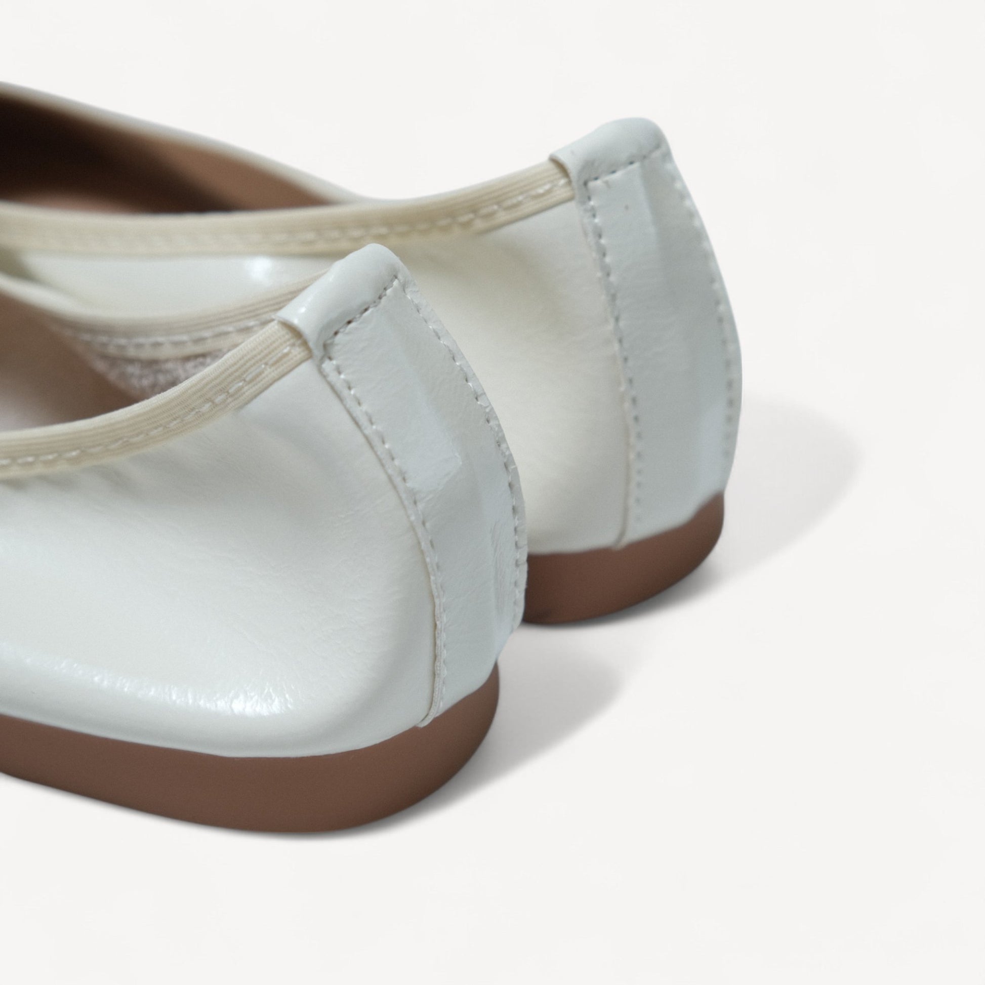 Cream Soft Leather Round Toe Bow Flats - tutufox - shoes
