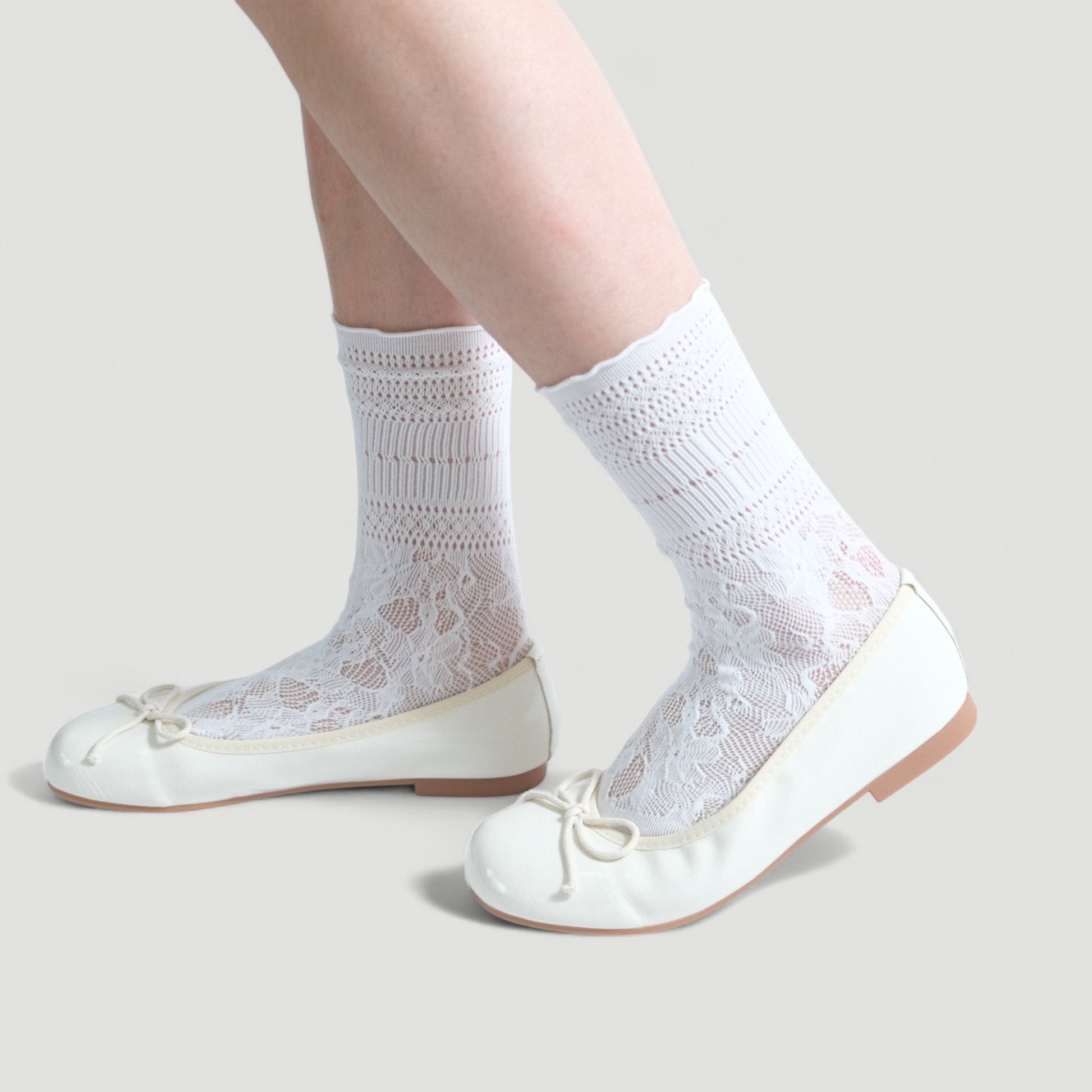 Cream Soft Leather Round Toe Bow Flats - tutufox - shoes