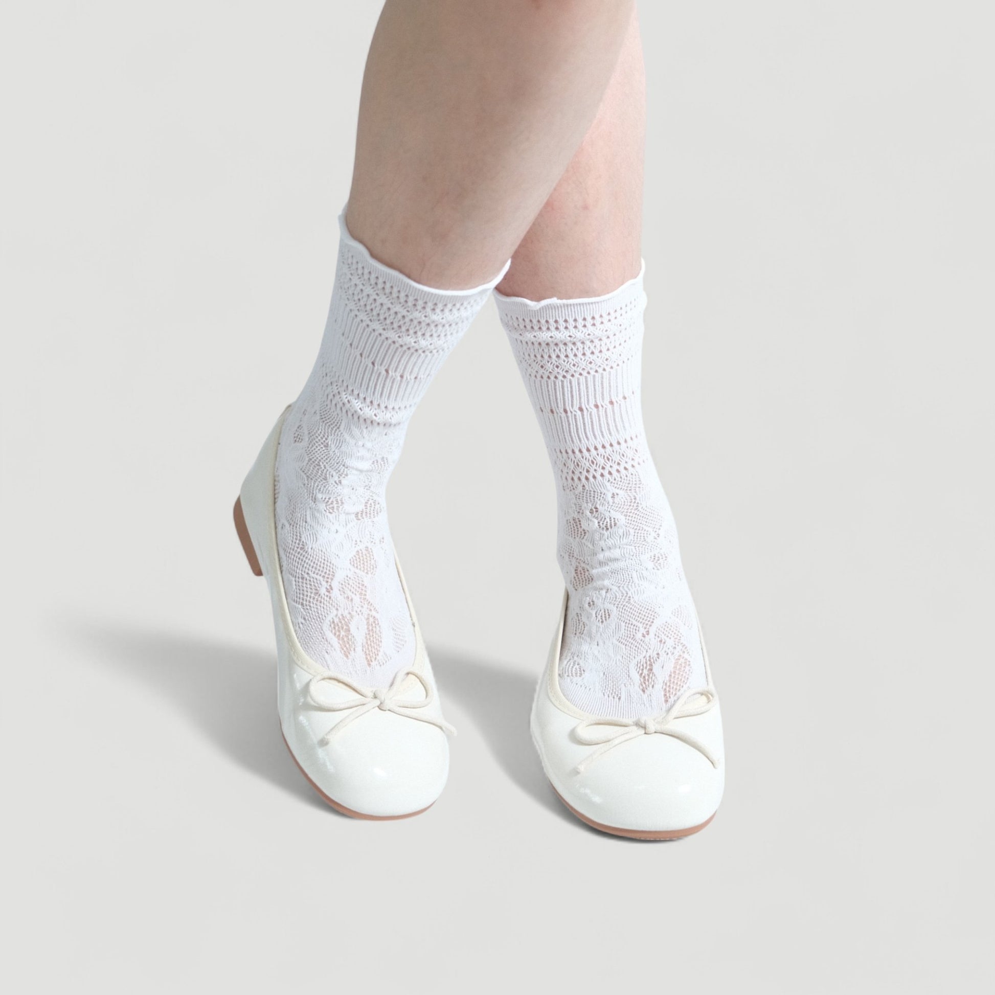 Cream Soft Leather Round Toe Bow Flats - tutufox - shoes