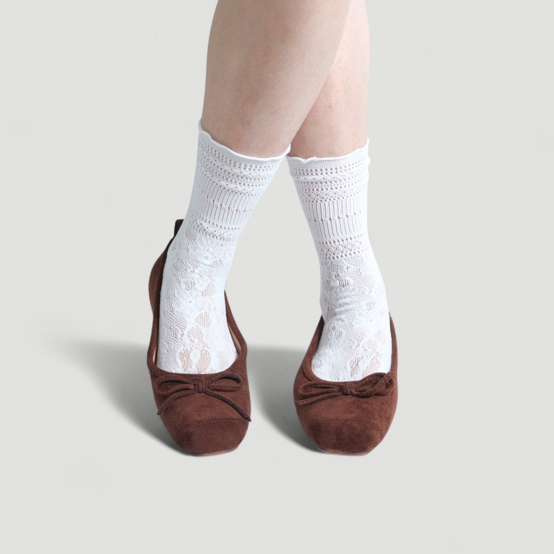 Dark Brown Velvet Bow Square Toe Flats - tutufox - shoes