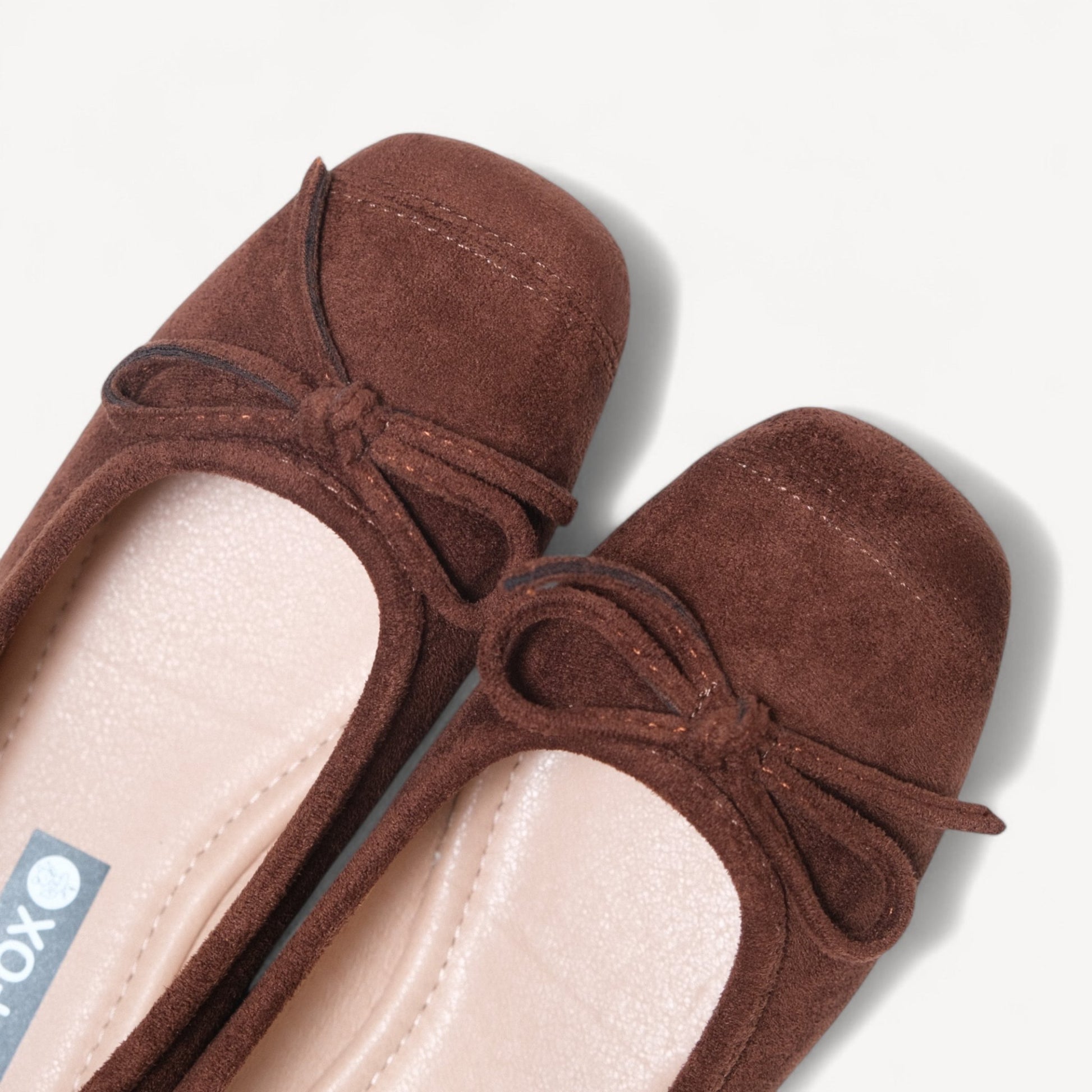 Dark Brown Velvet Bow Square Toe Flats - tutufox - shoes