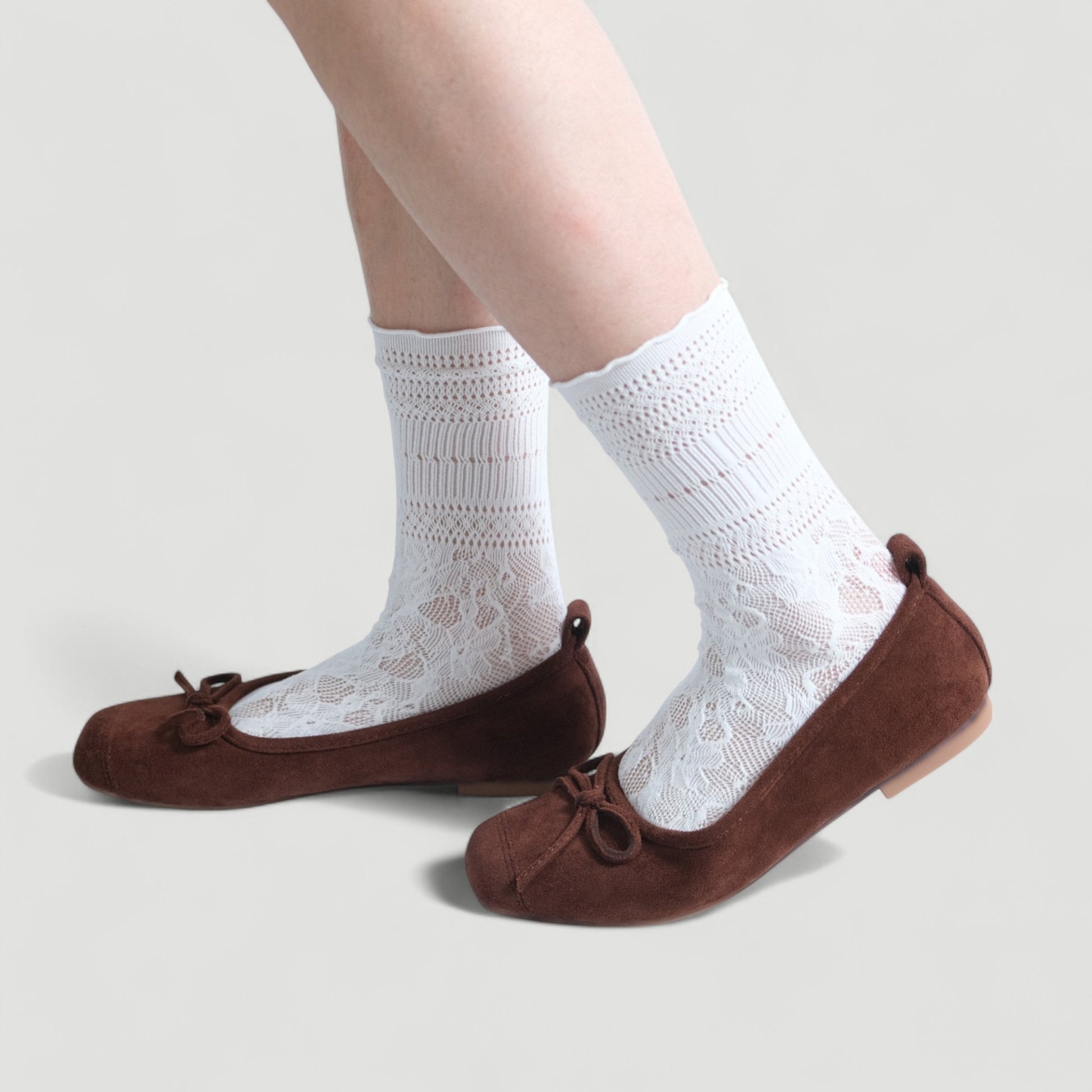 Dark Brown Velvet Bow Square Toe Flats - tutufox - shoes