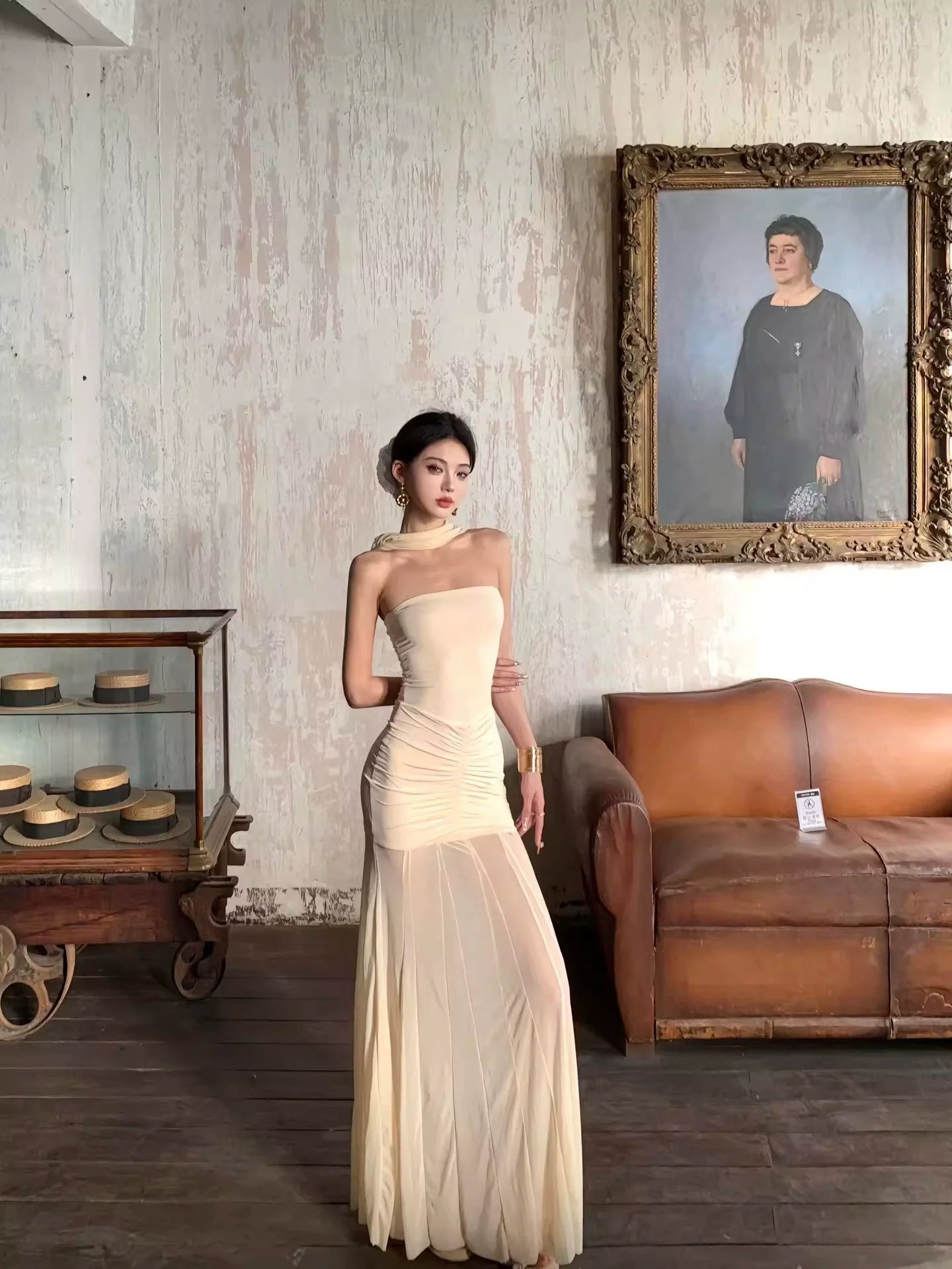 French Off - The - Shoulder Tulle Tube Top Unique Mermaid Maxi Dress - tutufox -