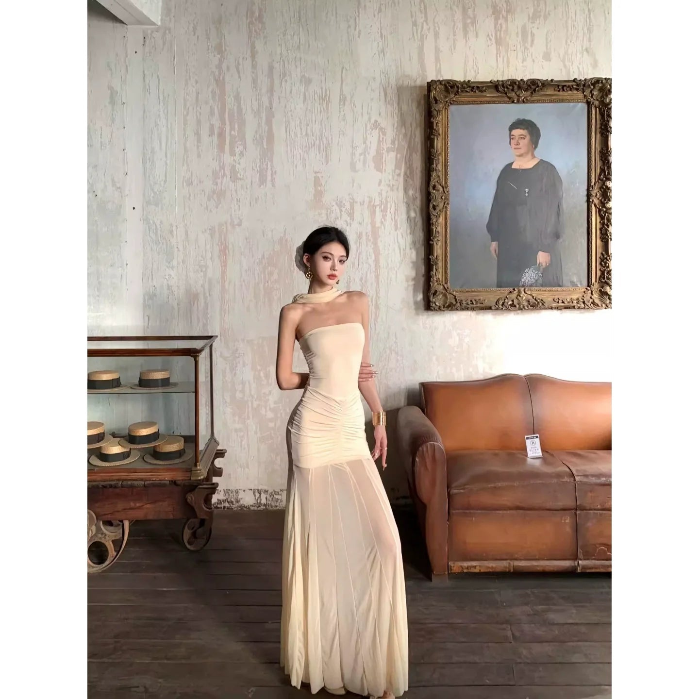 French Off - The - Shoulder Tulle Tube Top Unique Mermaid Maxi Dress - tutufox -