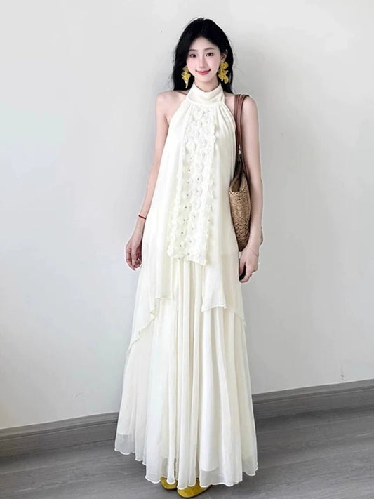 French Soft Vibe Two - Piece Sleeveless Top & Maxi Skirt Set Dress - tutufox -