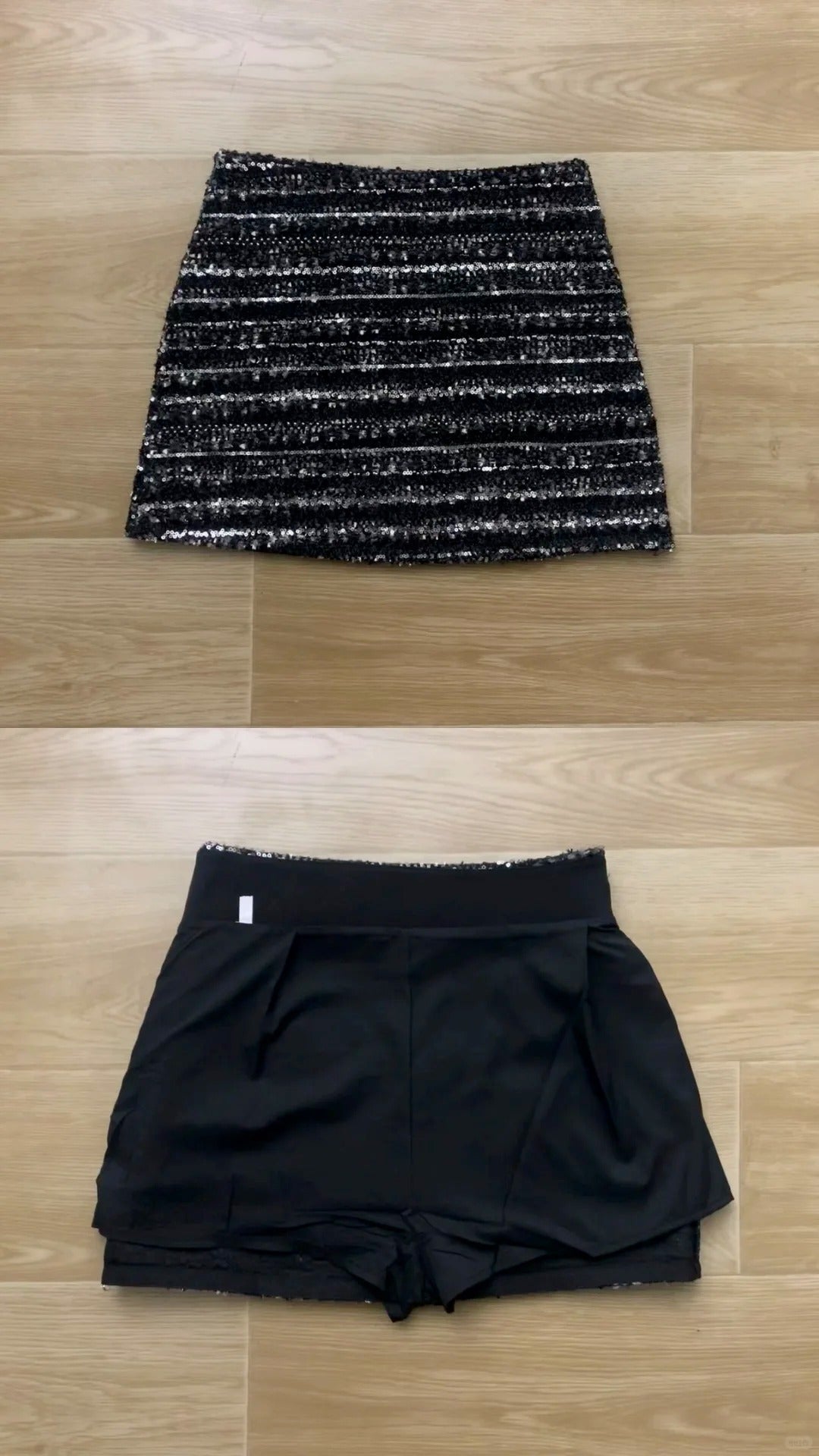 Gray Button Knit Dress with Layered Sequin Skirt Y2K Two - Piece Set - tutufox -
