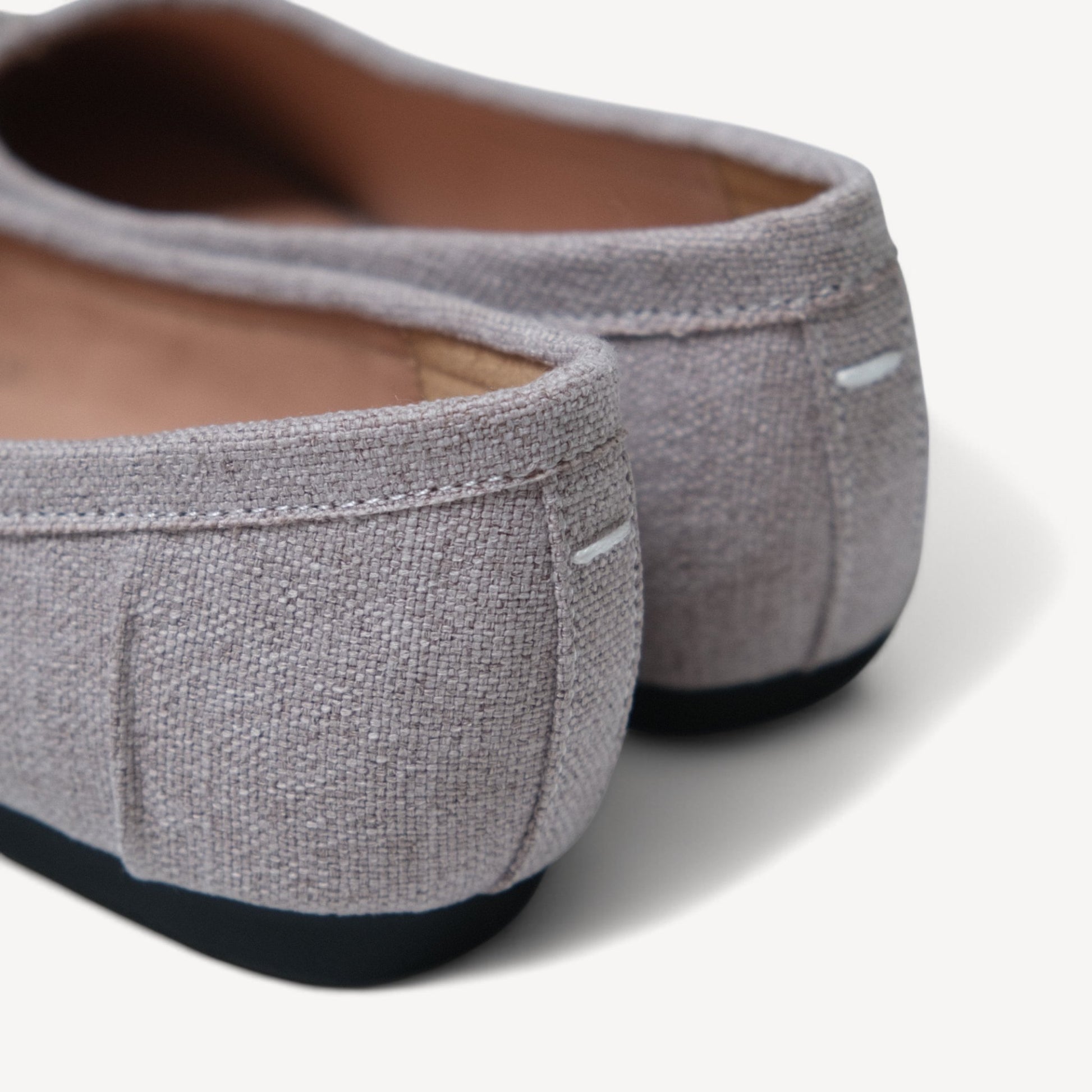 Grey Linen Cotton Split Toe Tabi Flats - tutufox - tabis