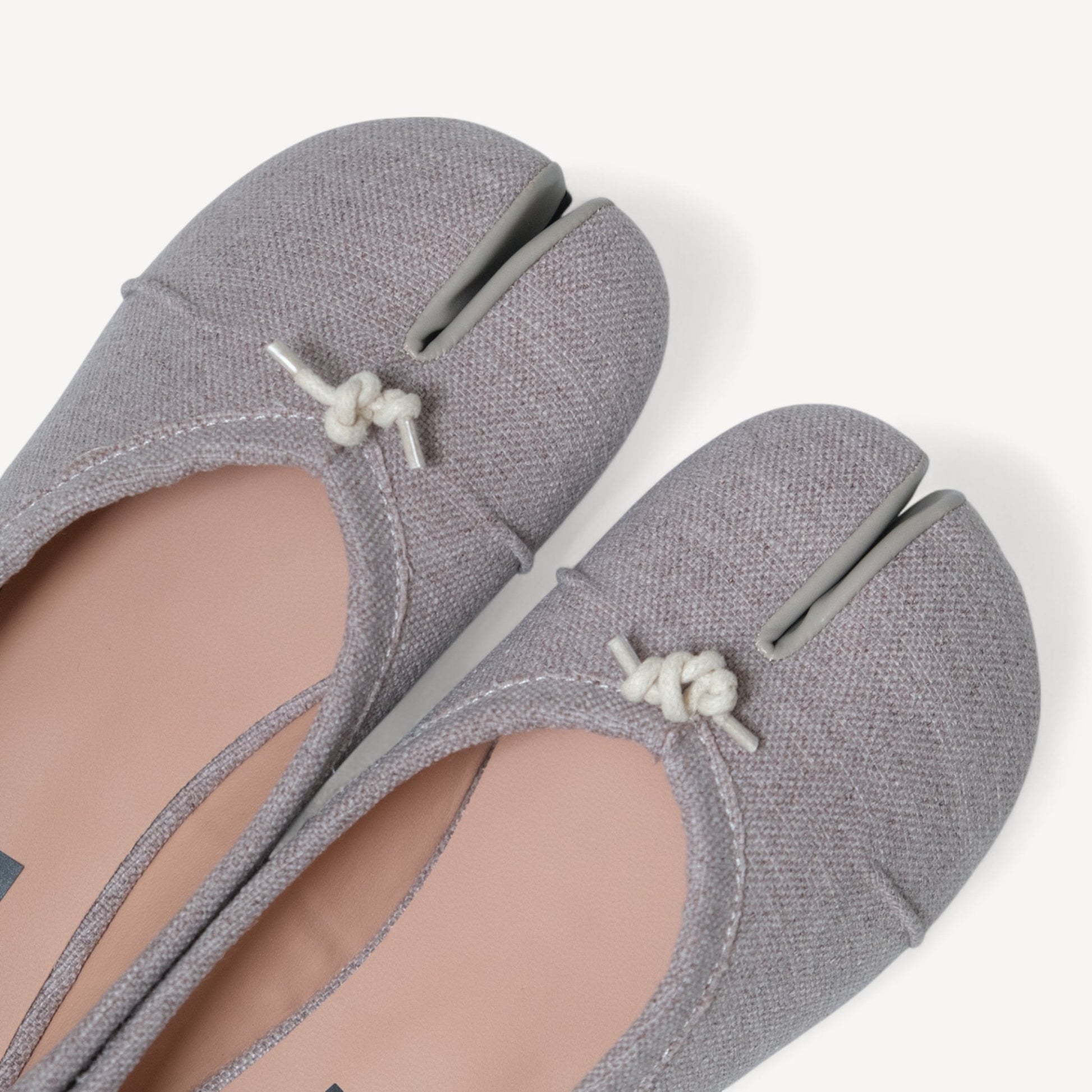 Grey Linen Cotton Split Toe Tabi Flats - tutufox - tabis