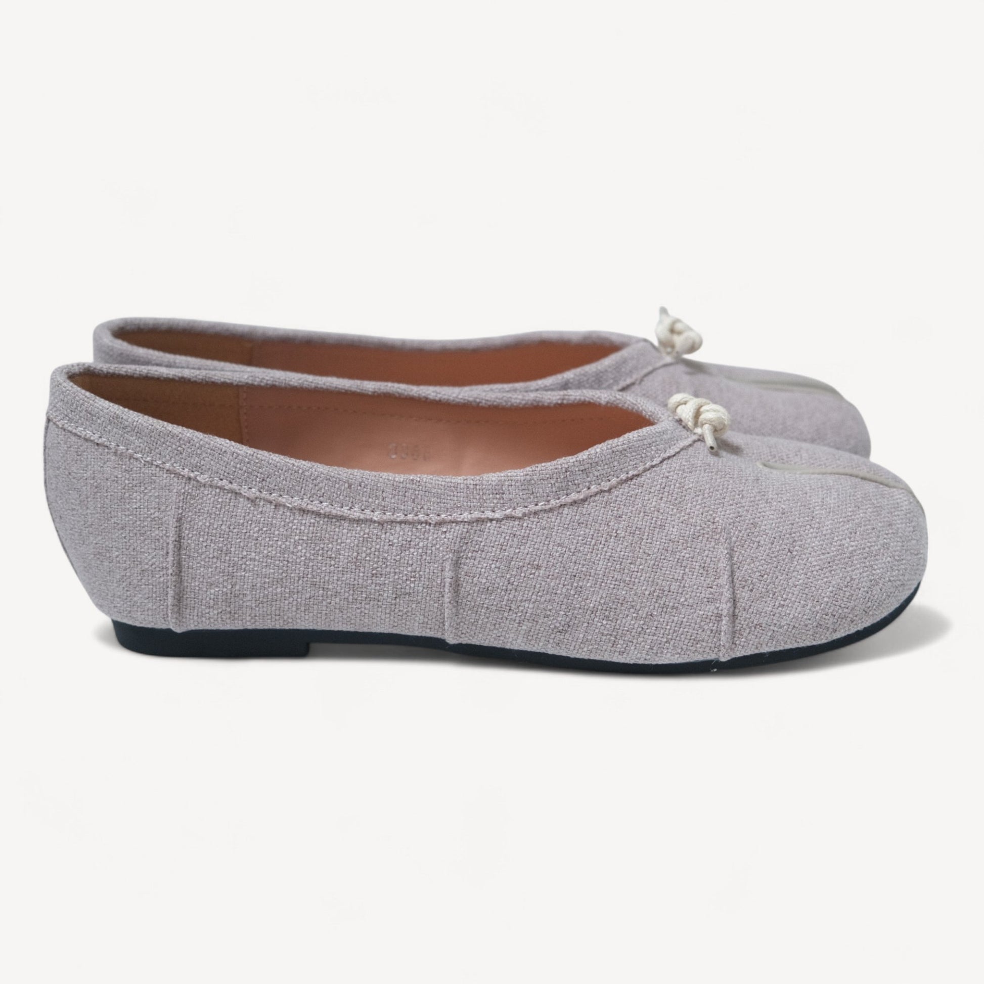 Grey Linen Cotton Split Toe Tabi Flats - tutufox - tabis