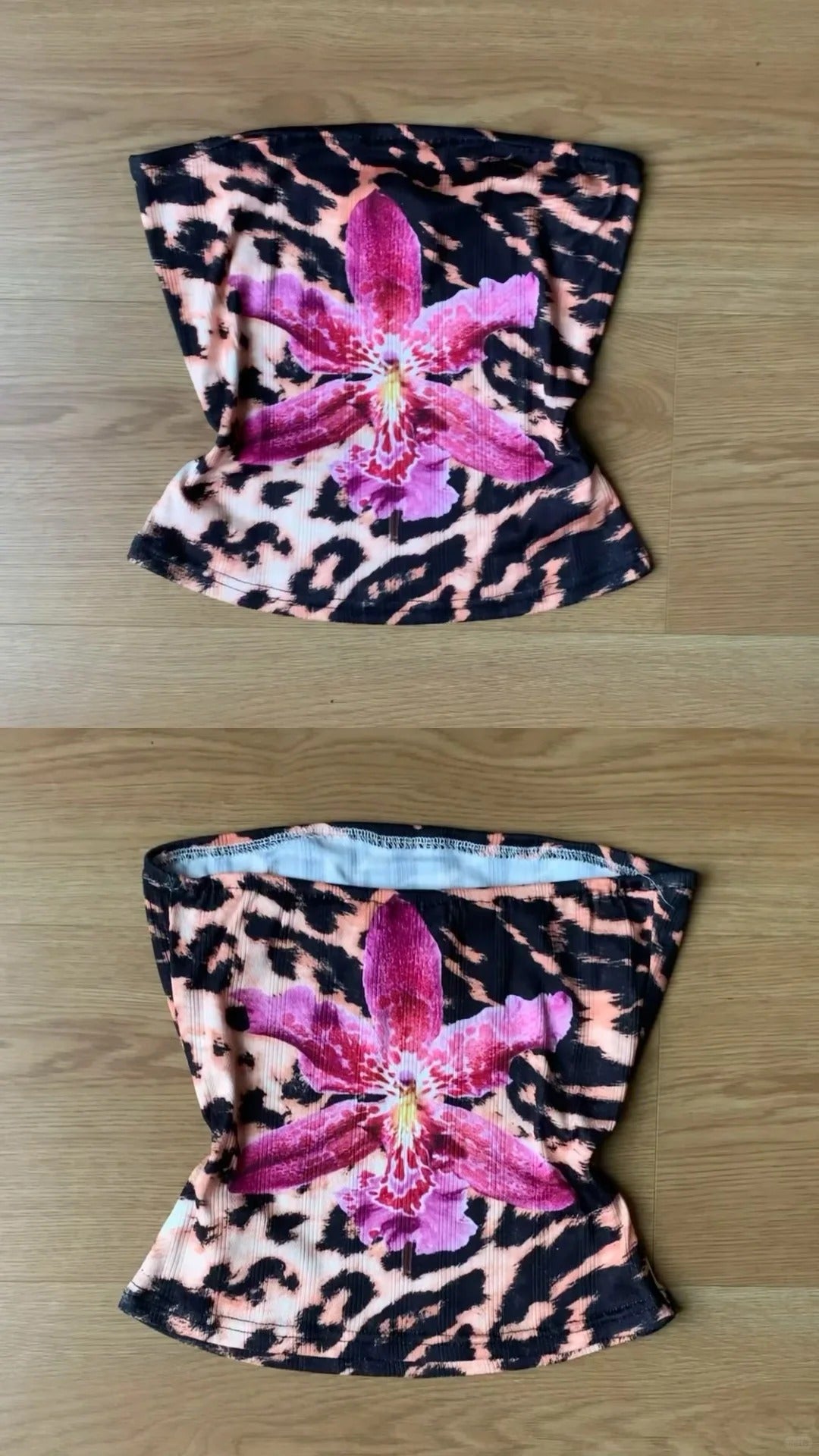 Y2k Floral Strapless Crop Top and Black Shorts Two Pieces Sets