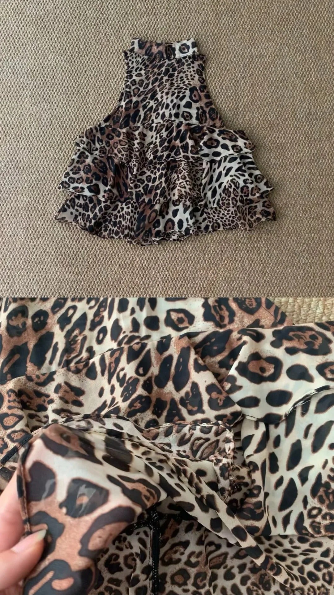 Brown Leopard Cami and Blue Jeans Y2K Two Pieces Sets