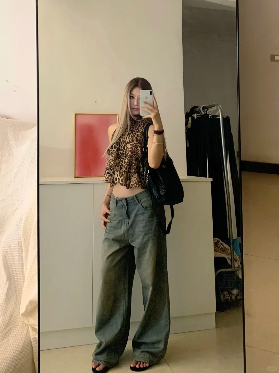 Brown Leopard Cami and Blue Jeans Y2K Two Pieces Sets