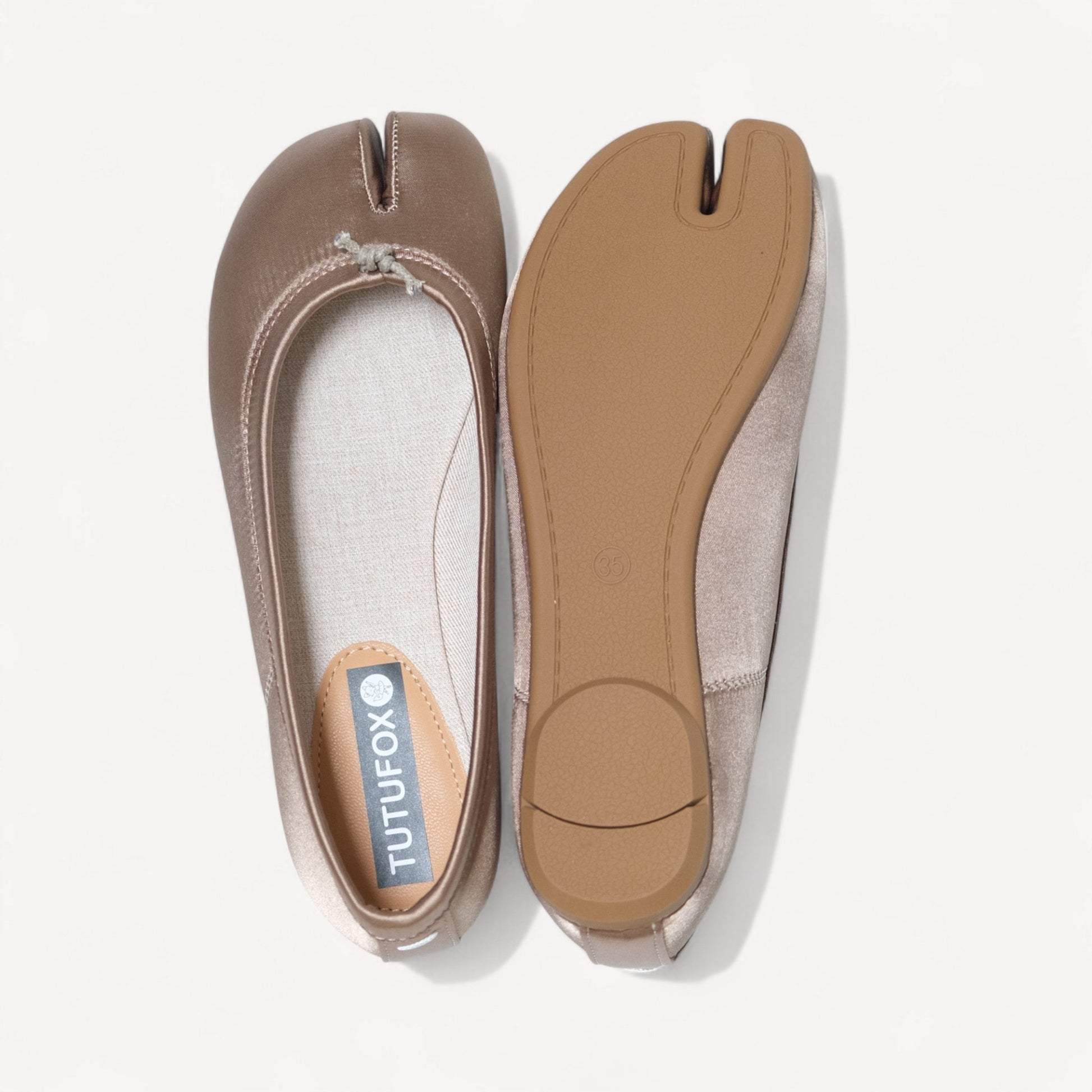 Khaki Satin Split Toe Soft Leather Tabi - tutufox - tabis