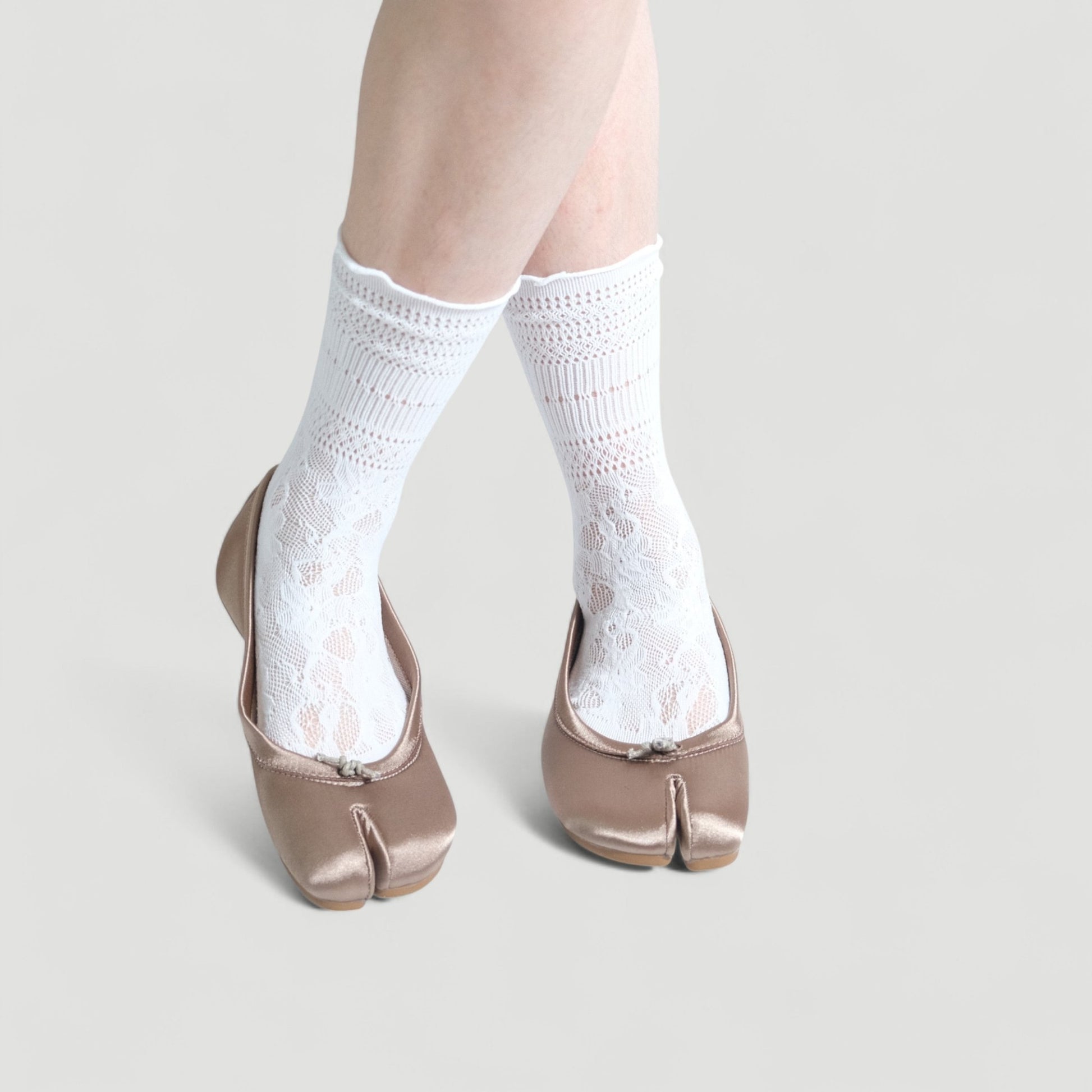 Khaki Satin Split Toe Soft Leather Tabi - tutufox - tabis